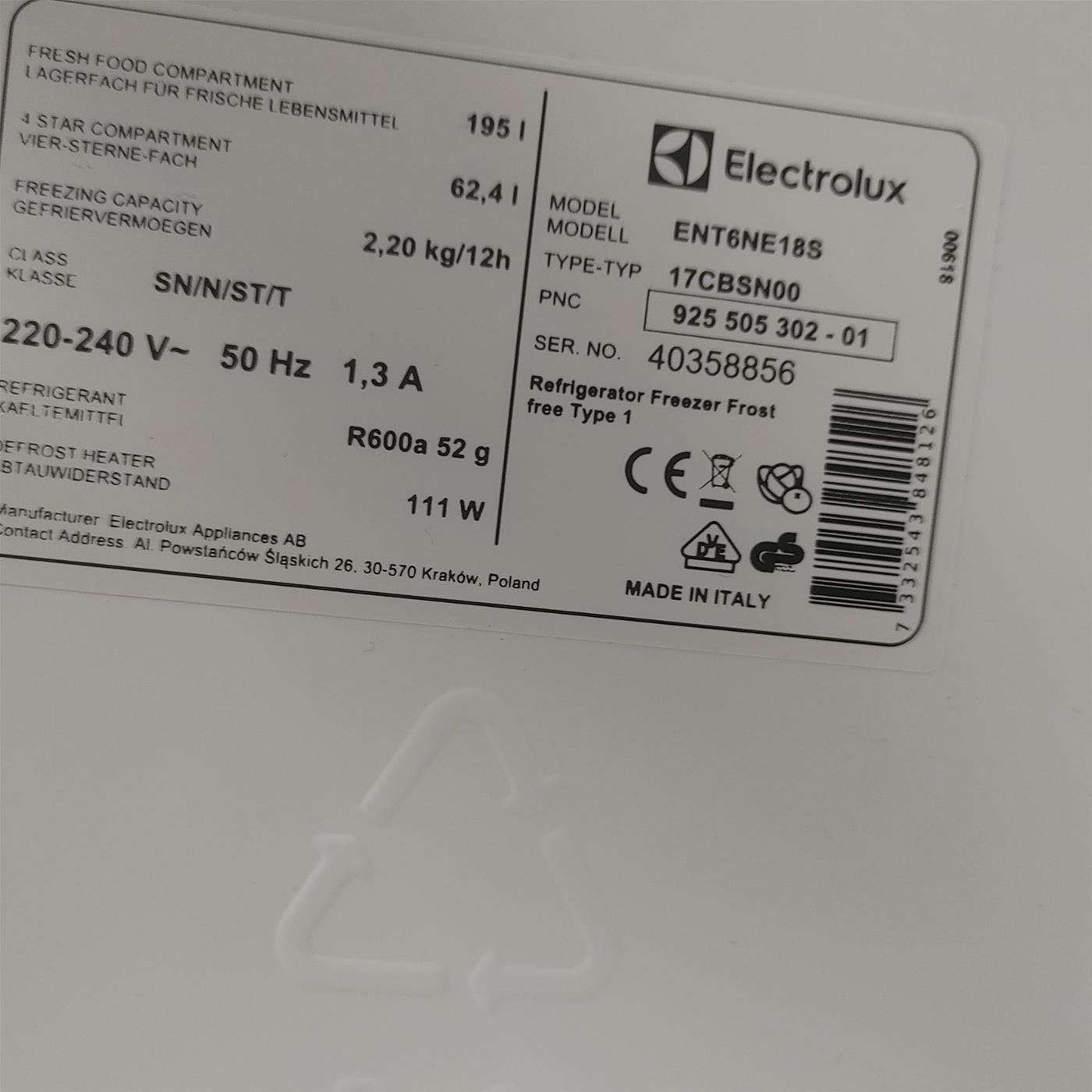 Frigorifero Electrolux Serie 600 TwinTech® Total no Frost