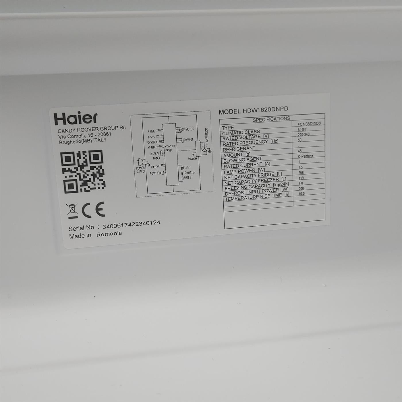 Haier 2D 60 Serie 1 HDW1620DNPD Libera installazione 377 LD Acciaio inossidabile