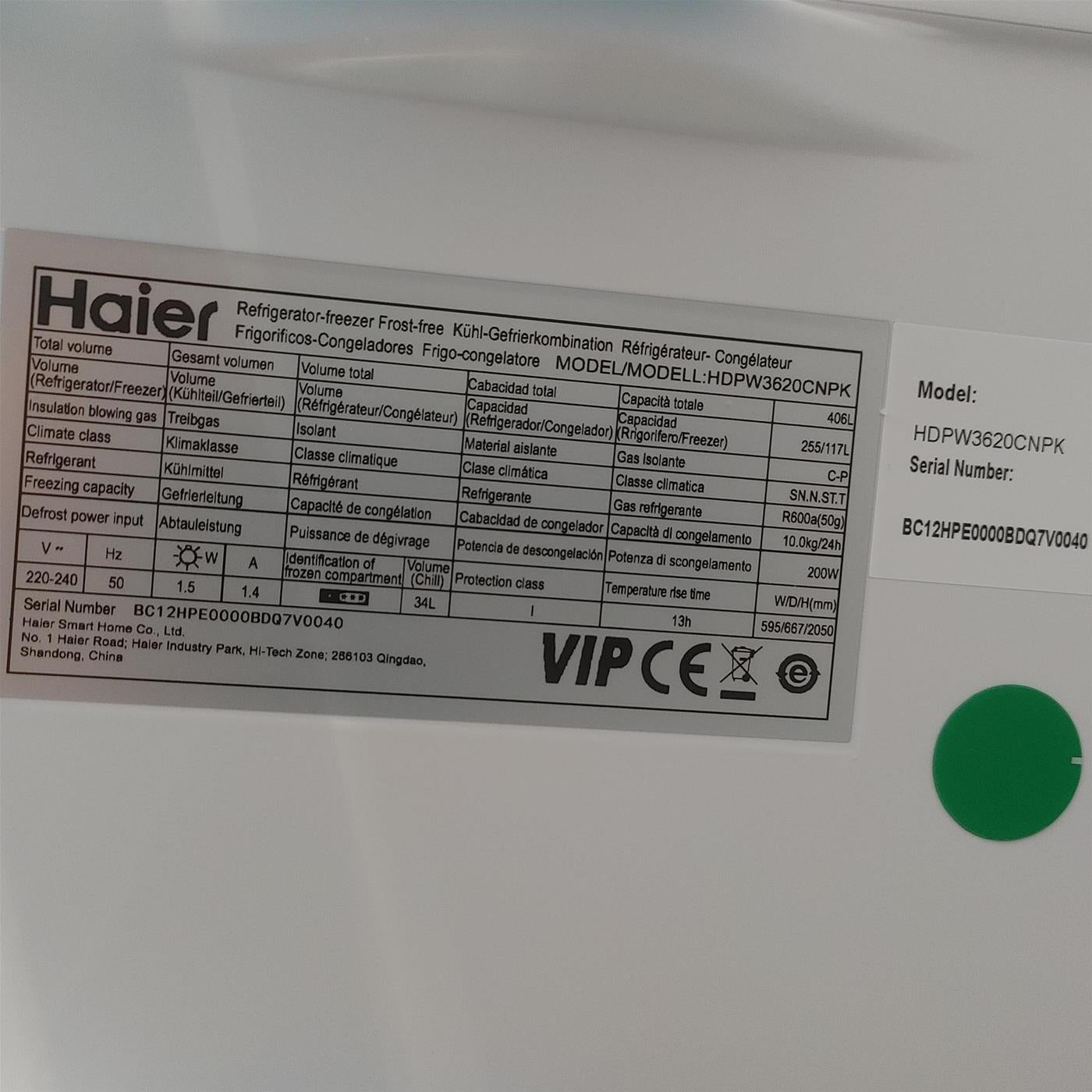 Haier 2D 60 Serie 3 HDPW3620CNPK Libera installazione 406 LC Acciaio inossidabile