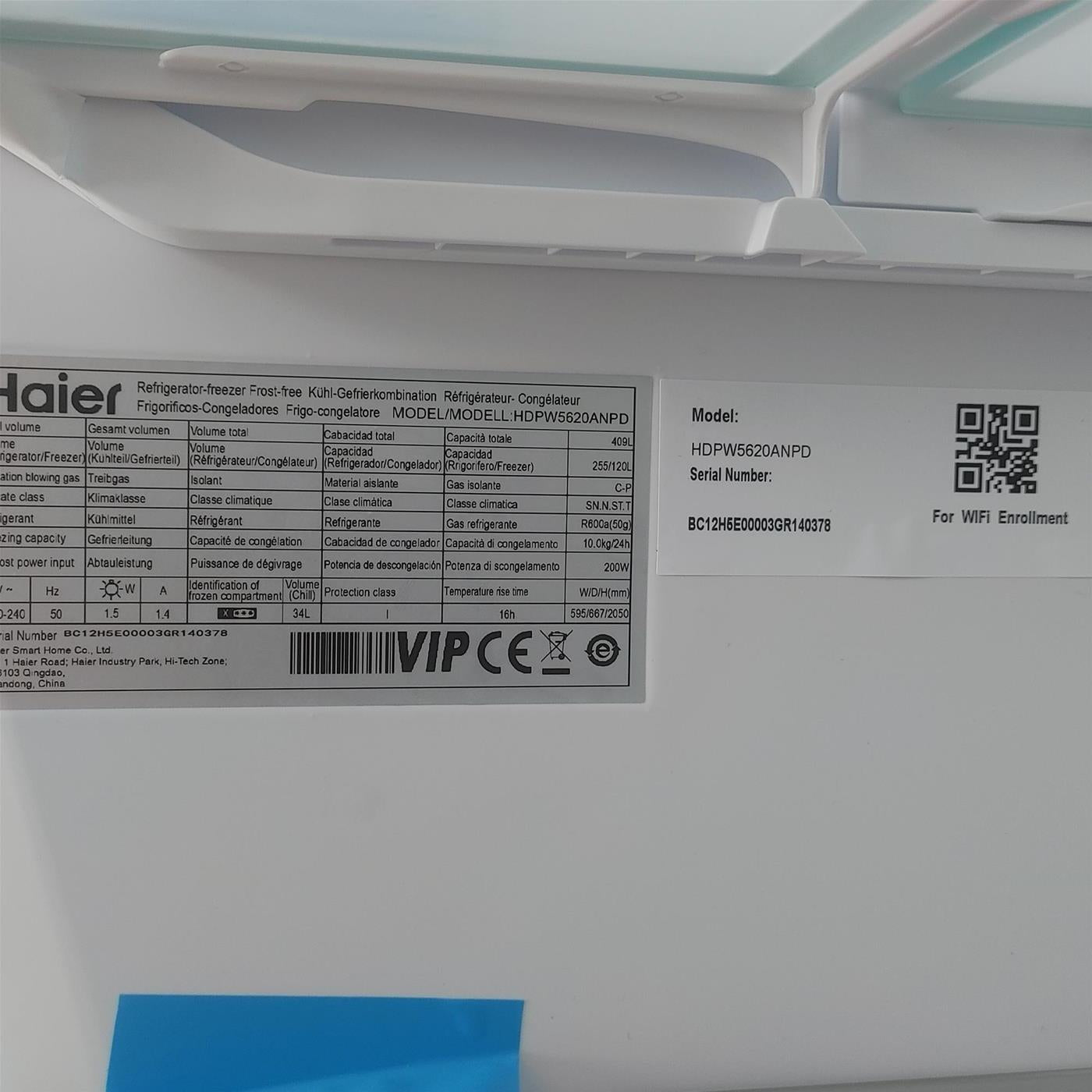 Frigorifero Haier 2D 60 Serie 5 HDPW5620ANPD Libera installazione 409 L