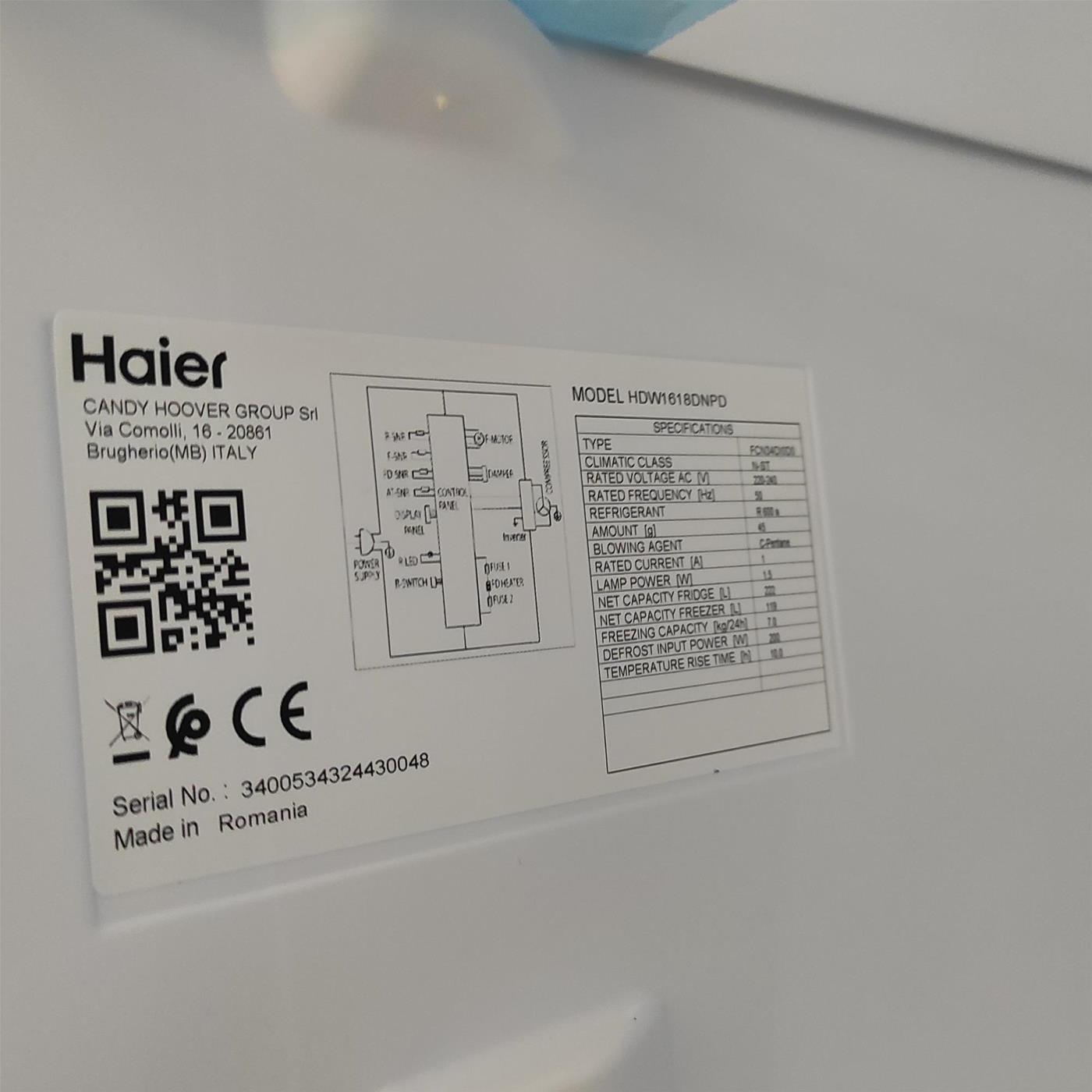 Frigorifero Haier 2D 60 Serie 1 HDW1618DNPD Libera installazione 341 L