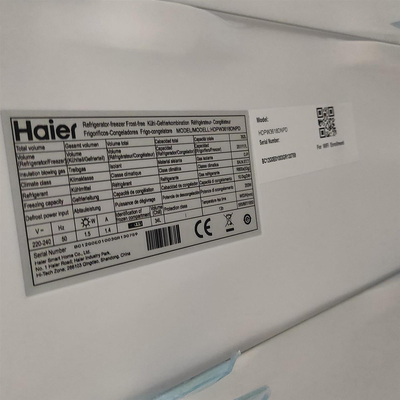 Frigorifero Haier 2D 60 Serie 3 HDW3618DNPD 341 L
