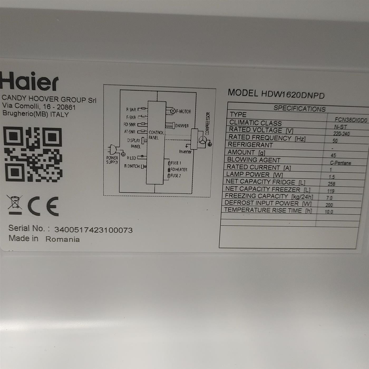 Frigorifero Haier 2D 60 Serie 1 HDW1620DNPD 377 L