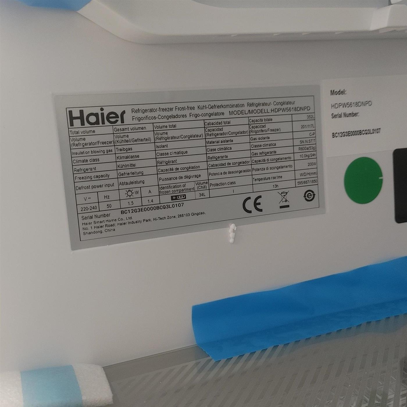 Frigorifero Haier 2D 60 Serie 5 Pro HDPW5618DNPD 352 L
