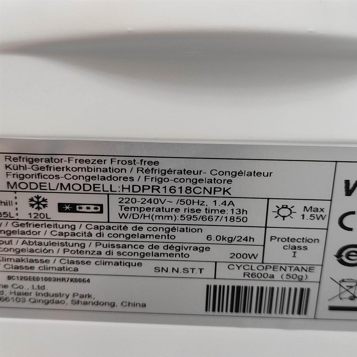 Frigorifero Haier HDPR1618CNPK 352 L