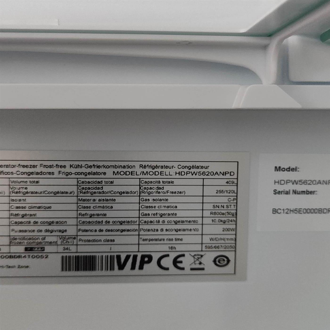 Frigorifero Haier 2D 60 Serie 5 HDPW5620ANPD Libera installazione 409 L