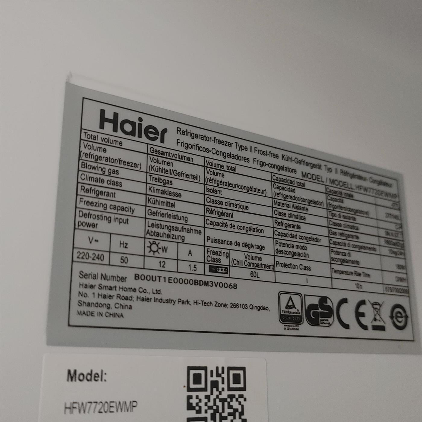 Frigocongelatore Haier HFW7720EWMP Libera installazione 477 LE Grigio