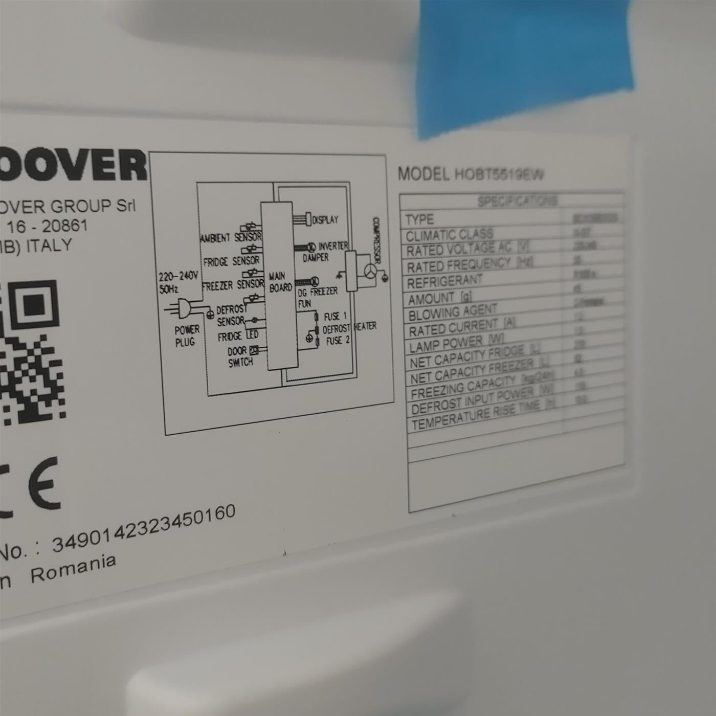 Frigorifero Hoover H-FRIDGE 500 HOBT5519EW Da incasso 281 L