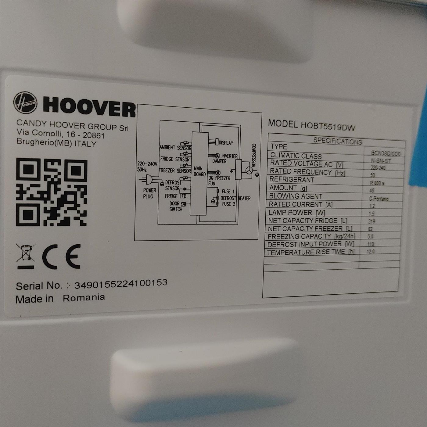 Frigorifero Hoover H-FRIDGE 500 HOBT5519DW Da incasso 281 L