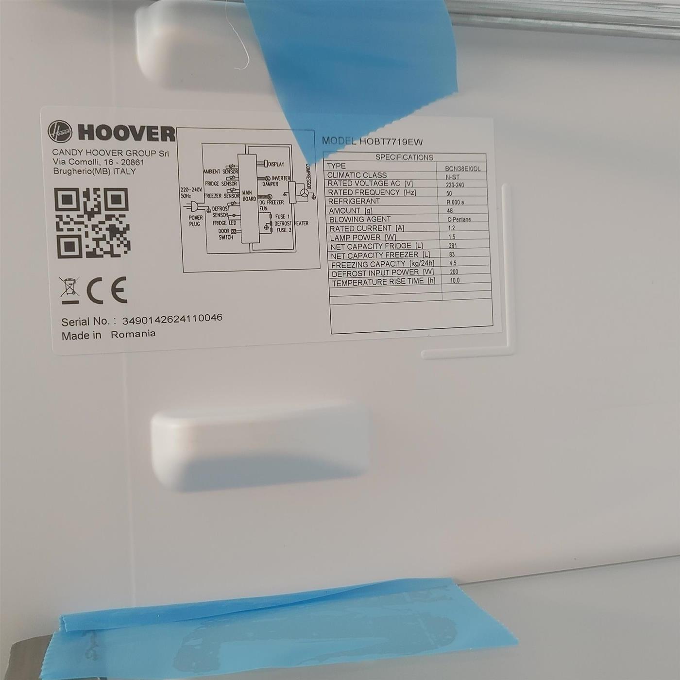Frigorifero Hoover H-FRIDGE 700 HOBT7719EW 364 L
