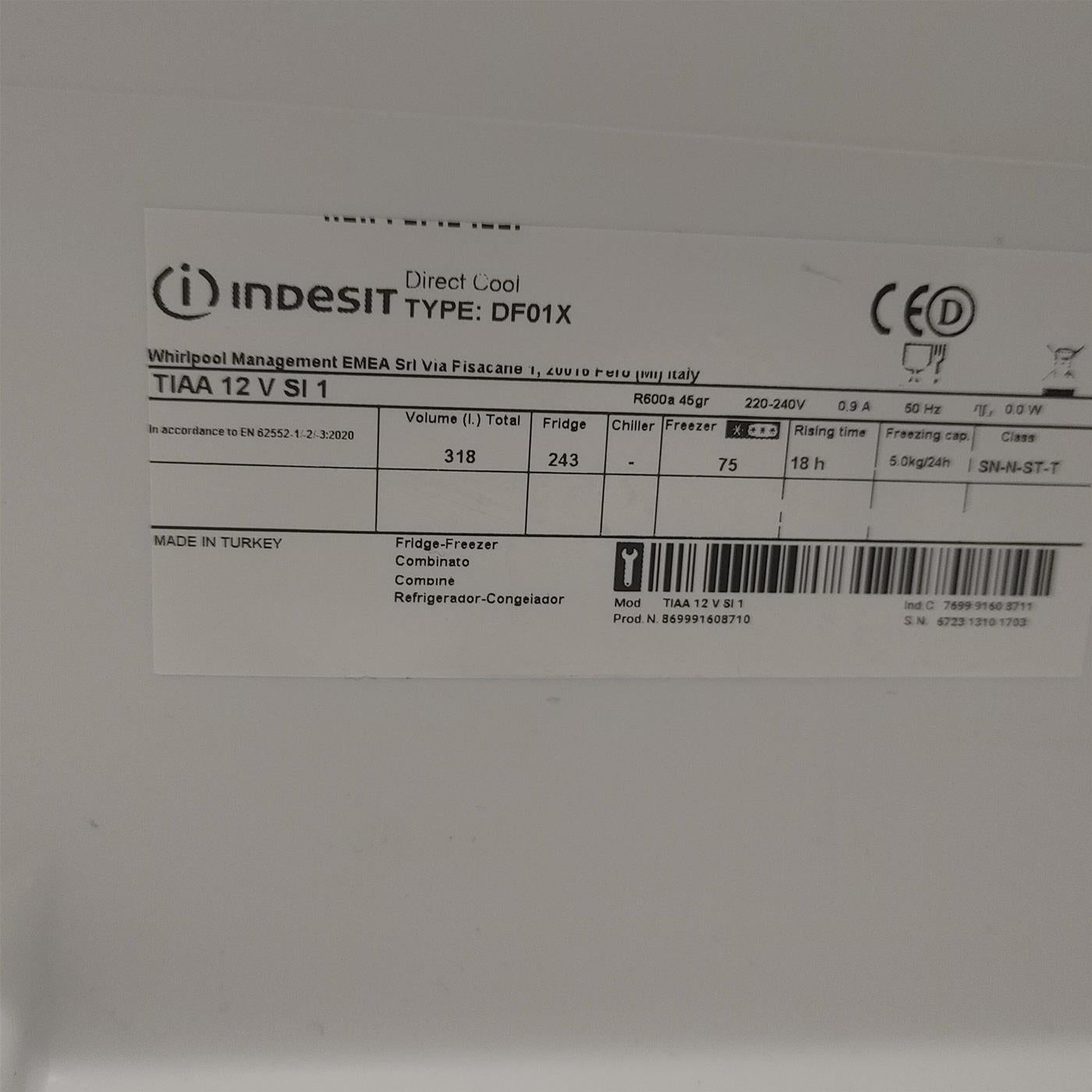 Indesit - TIAA 12 V SI 1 Frigorifero doppia porta a libera installazione
