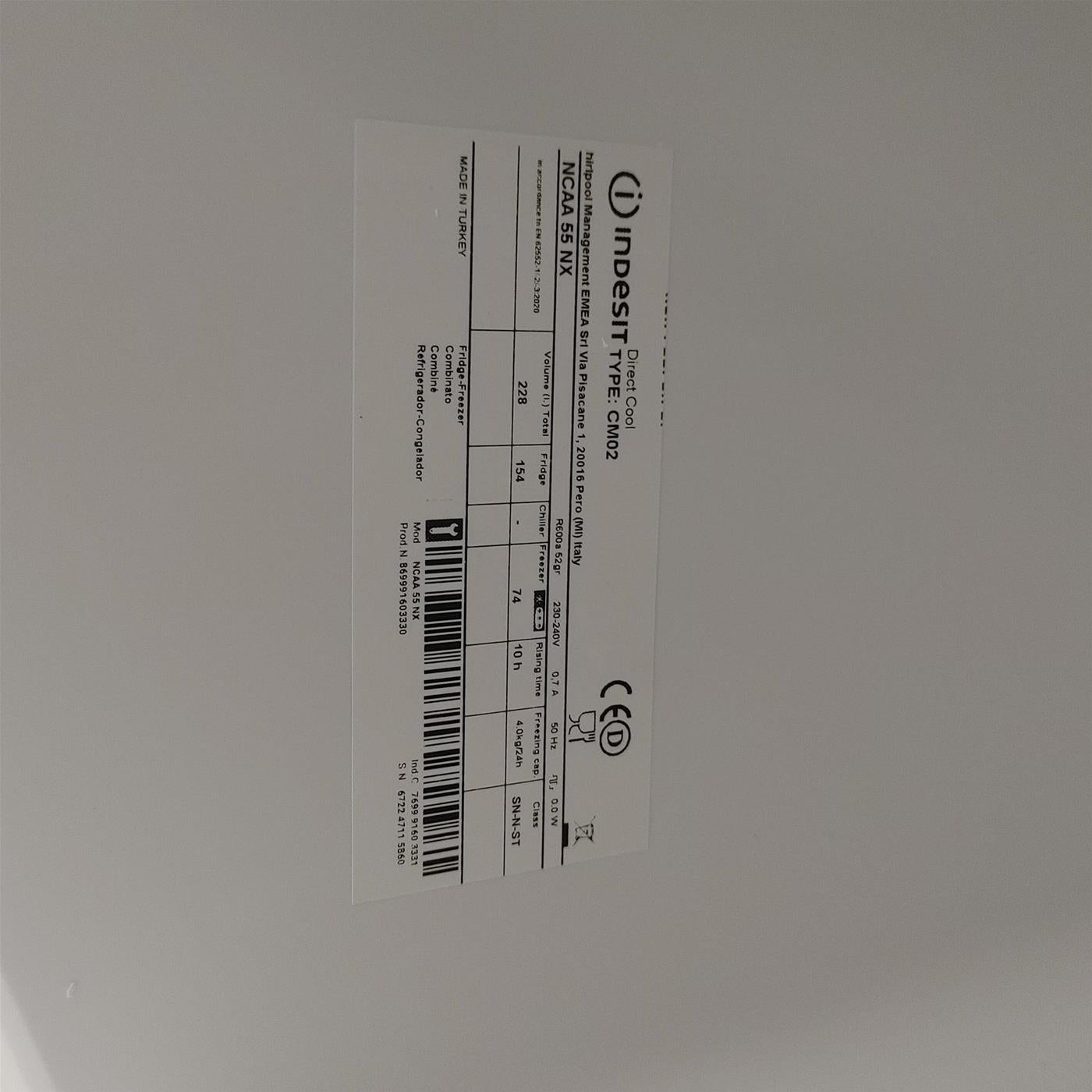 Frigorifero combinato Indesit NCAA 55 NX 228 L