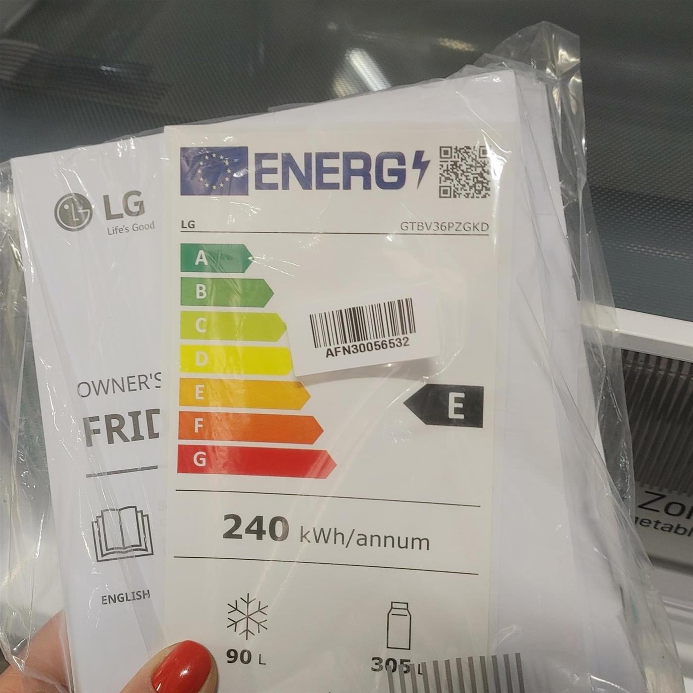 Frigo-congelatore LG GTBV36PZGKD Libera installazione 395 LE Acciaio inox