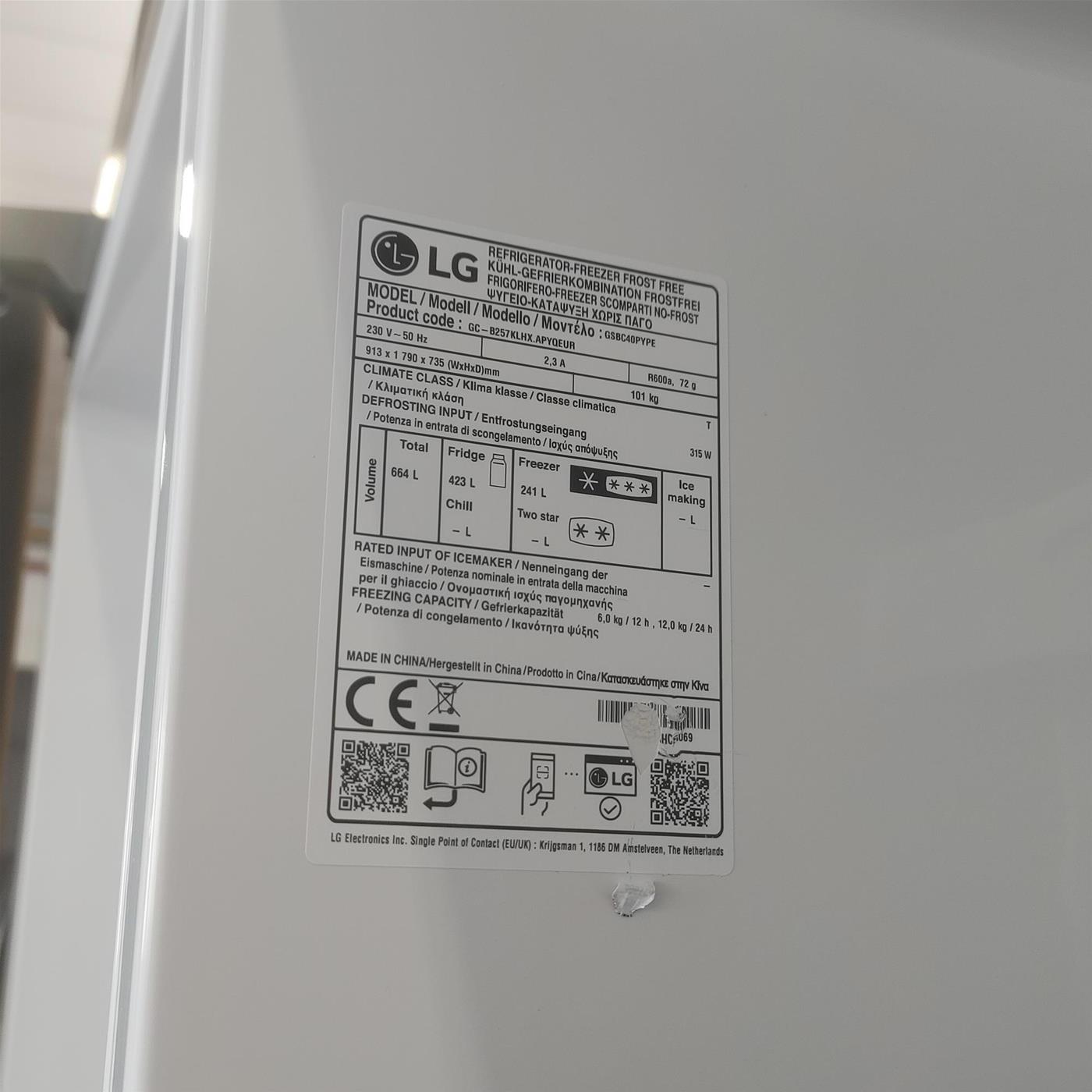 Frigorifero LG GSBC40PYPE.APYQEUR Side-by-Side 664L