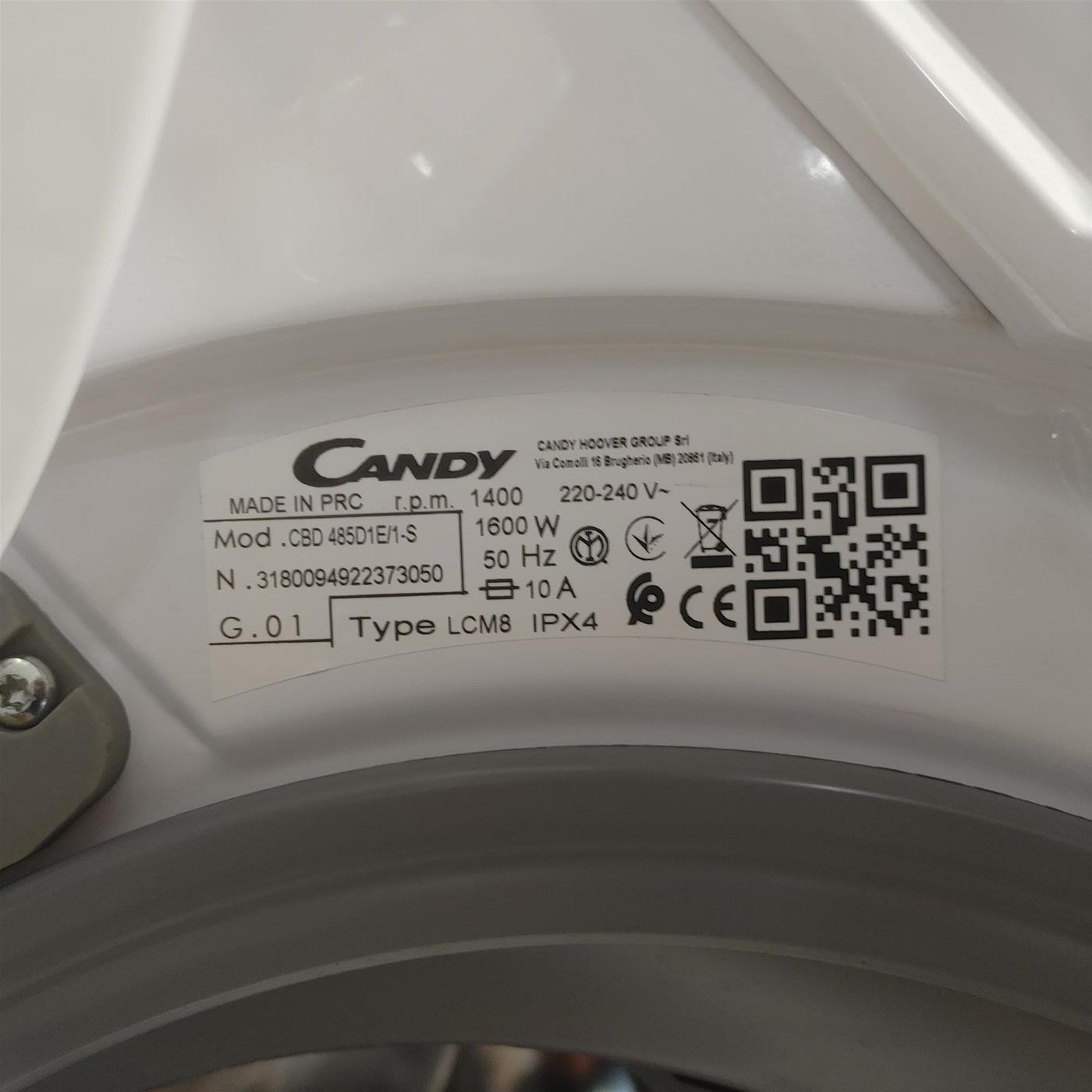 Lavasciuga Candy Smart CBD 485D1E/1-S Da incasso 8/5 Kg