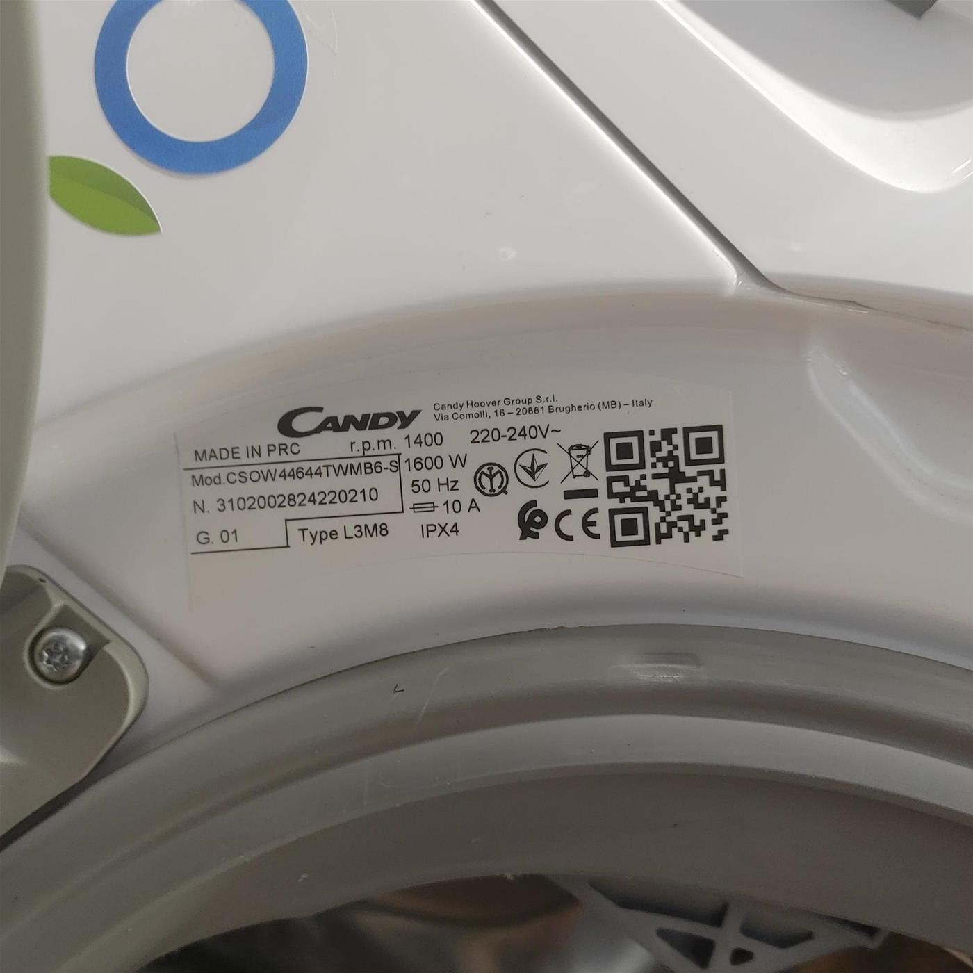 Lavasciuga Slim Candy Smart Pro CSOW44644TWMB6-S Classe A Inverter Wi-Fi 6/4 Kg