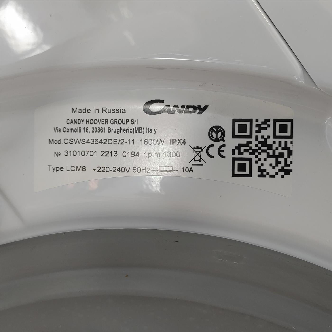 Lavasciuga Candy Smart CSWS43642DE/2-11 Libera Installazione Caricamento Frontale Bianco F
