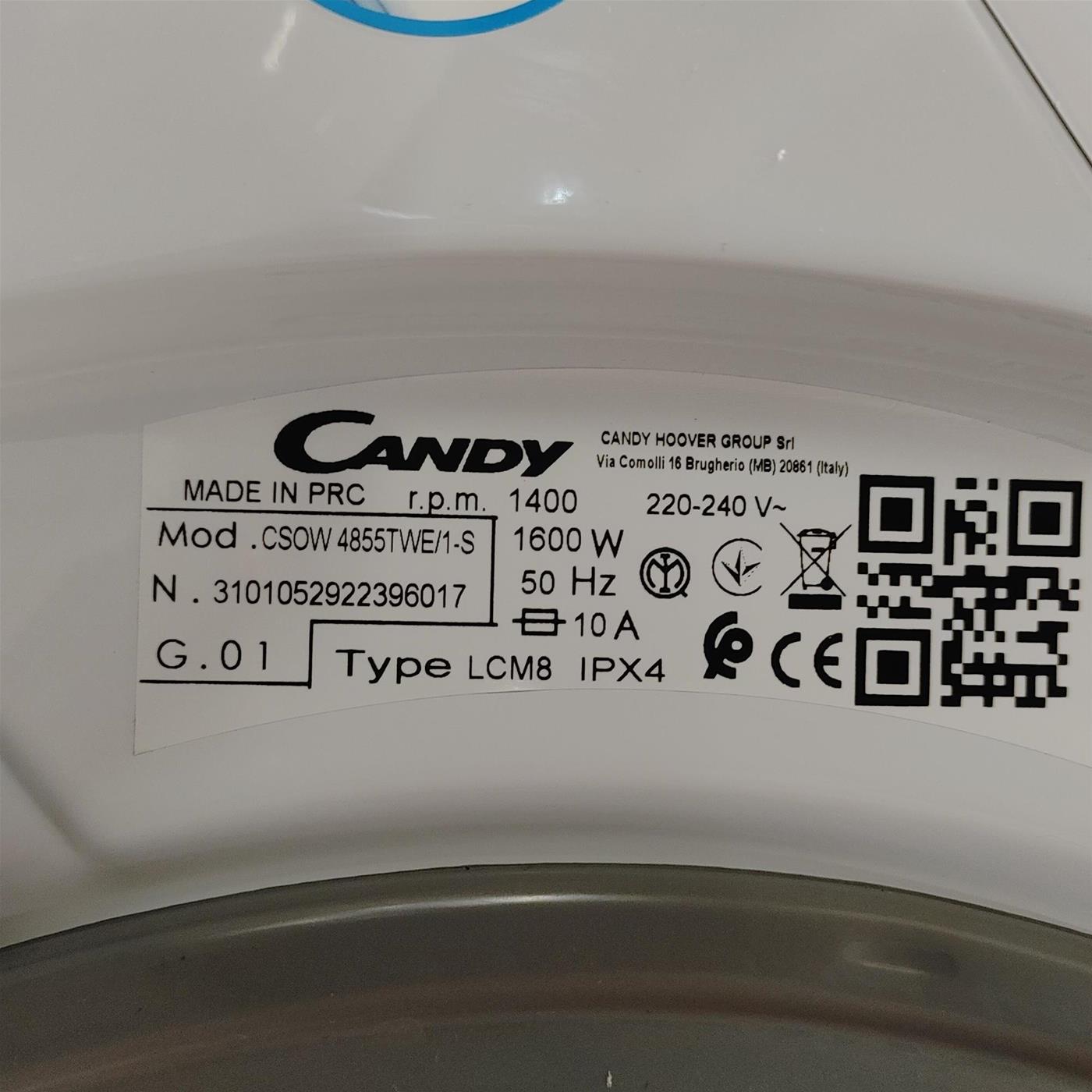 Candy Smart Pro CSOW 4855TWE/1-S Libera Installazione Caricamento Frontale Bianco E