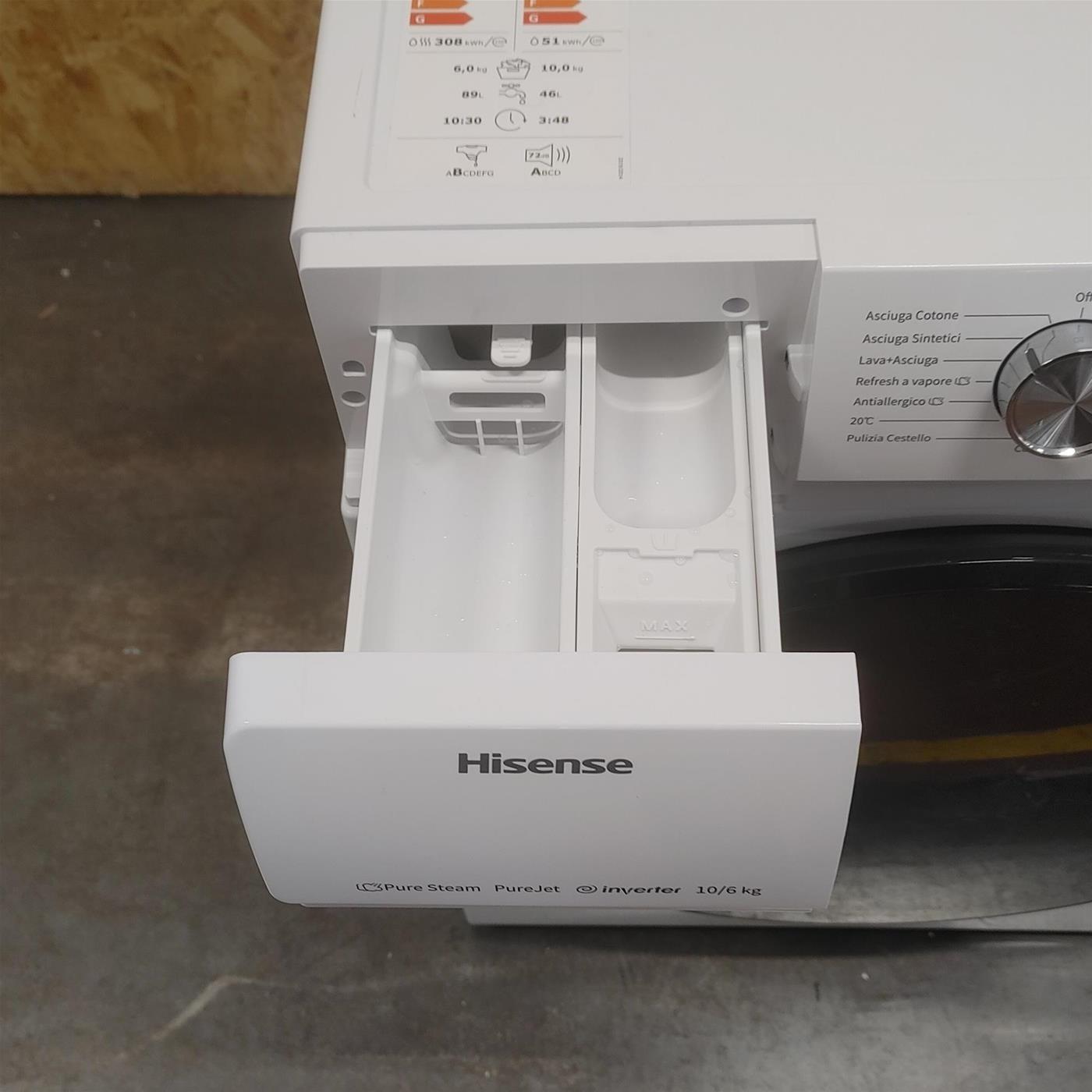 Lavasciuga Hisense WDQA1014EVJM Vapore Motore Inverter 10/6 Kg