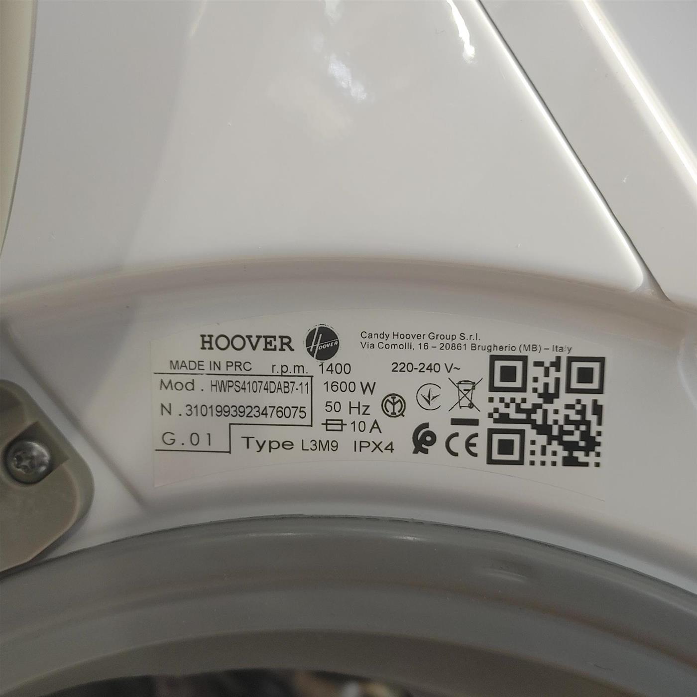 Hoover HWPS41074DAB7-11 lavatrice asciugatrice, 10/7 Kg Libera installazione Carica frontale Bianco E
