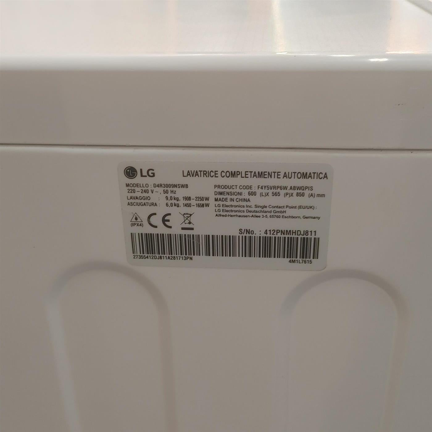 Lavasciuga intelligente LG D4R3009NSWB  AI DD Eco Hybrid 9/6Kg