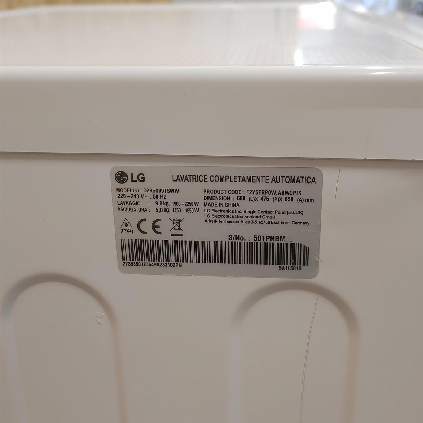 Lavasciuga slim LG D2R5S09TSWW 9/5Kg AI DD