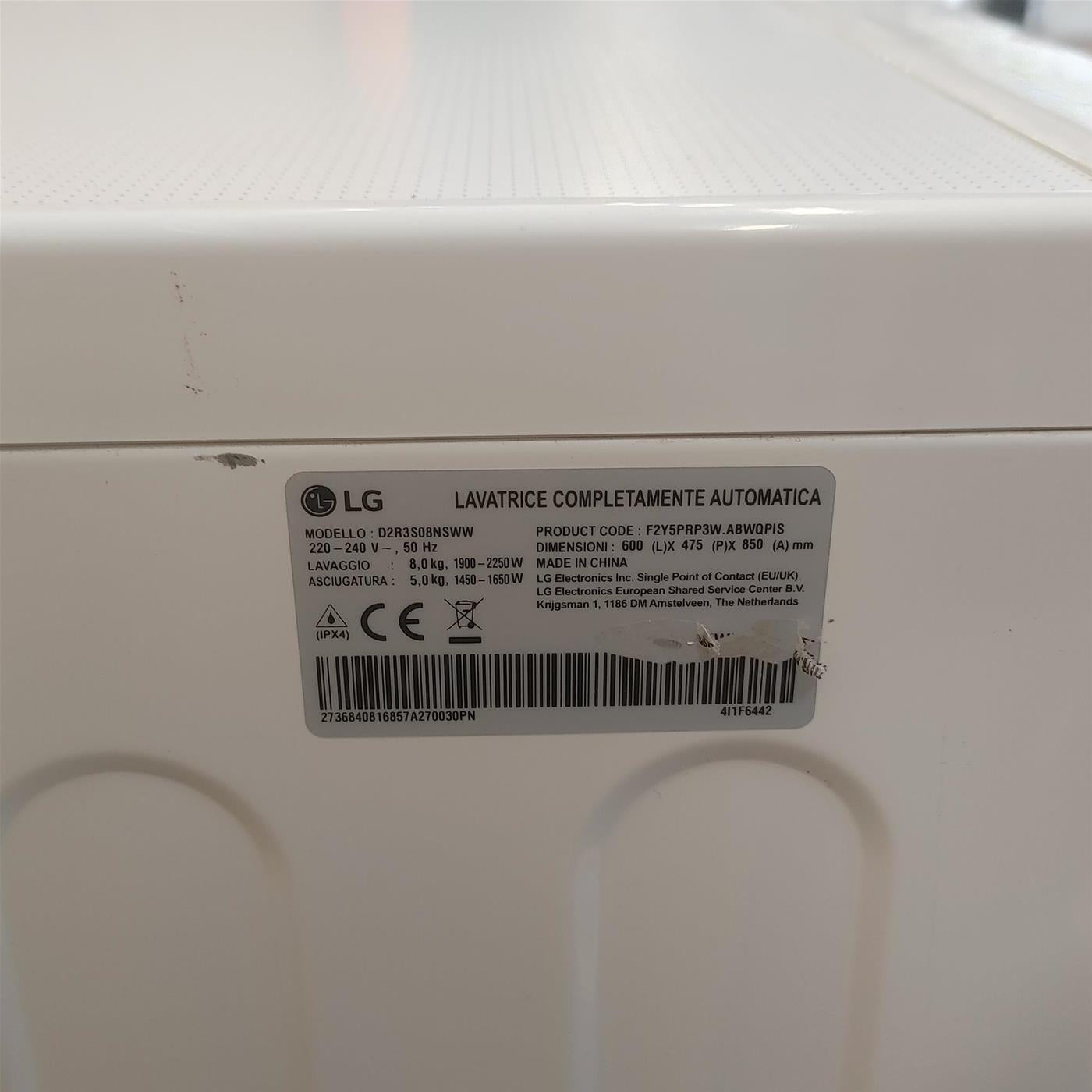 Lavasciuga slim LG D2R3S08NSWW 8/5 Kg AI DD