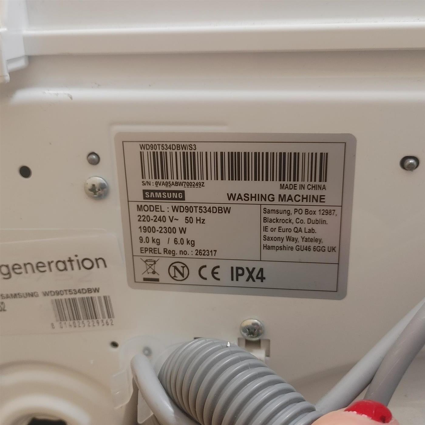 Lavasciuga Samsung WD90T534DBW/S Ecodosatore 9/6 kg