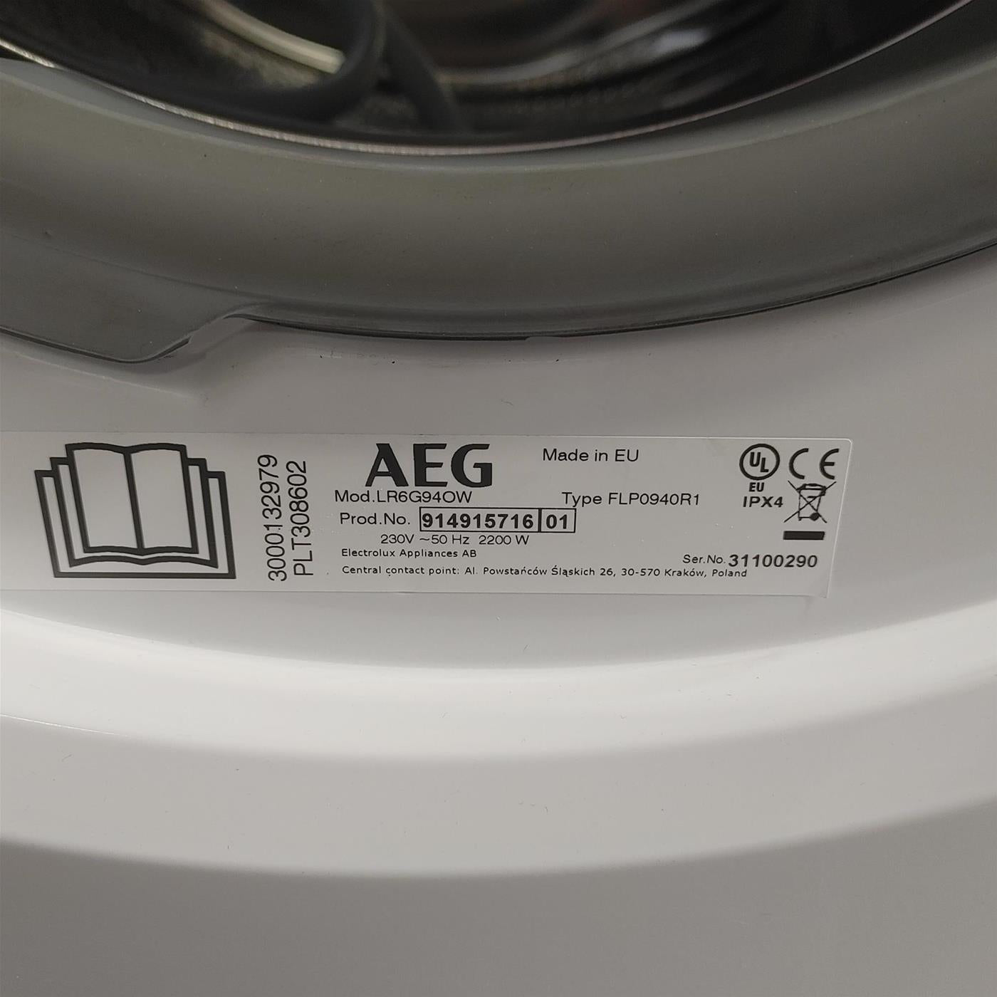 Lavatrice AEG Serie 6000 LR6G940W 9 Kg