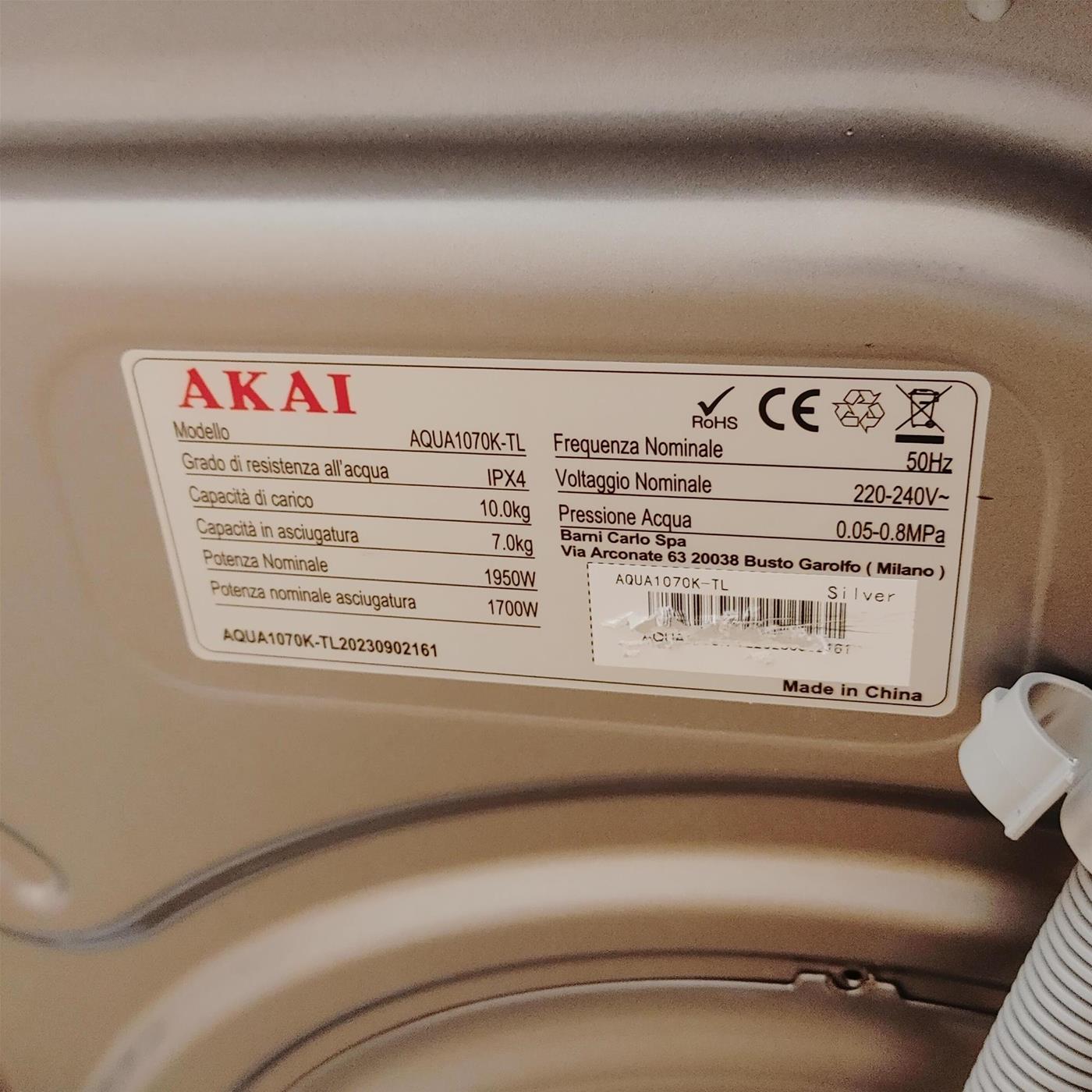 Lavasciuga AKAI AQUA1070KTL capacità 10/7 Kg, 1400giri