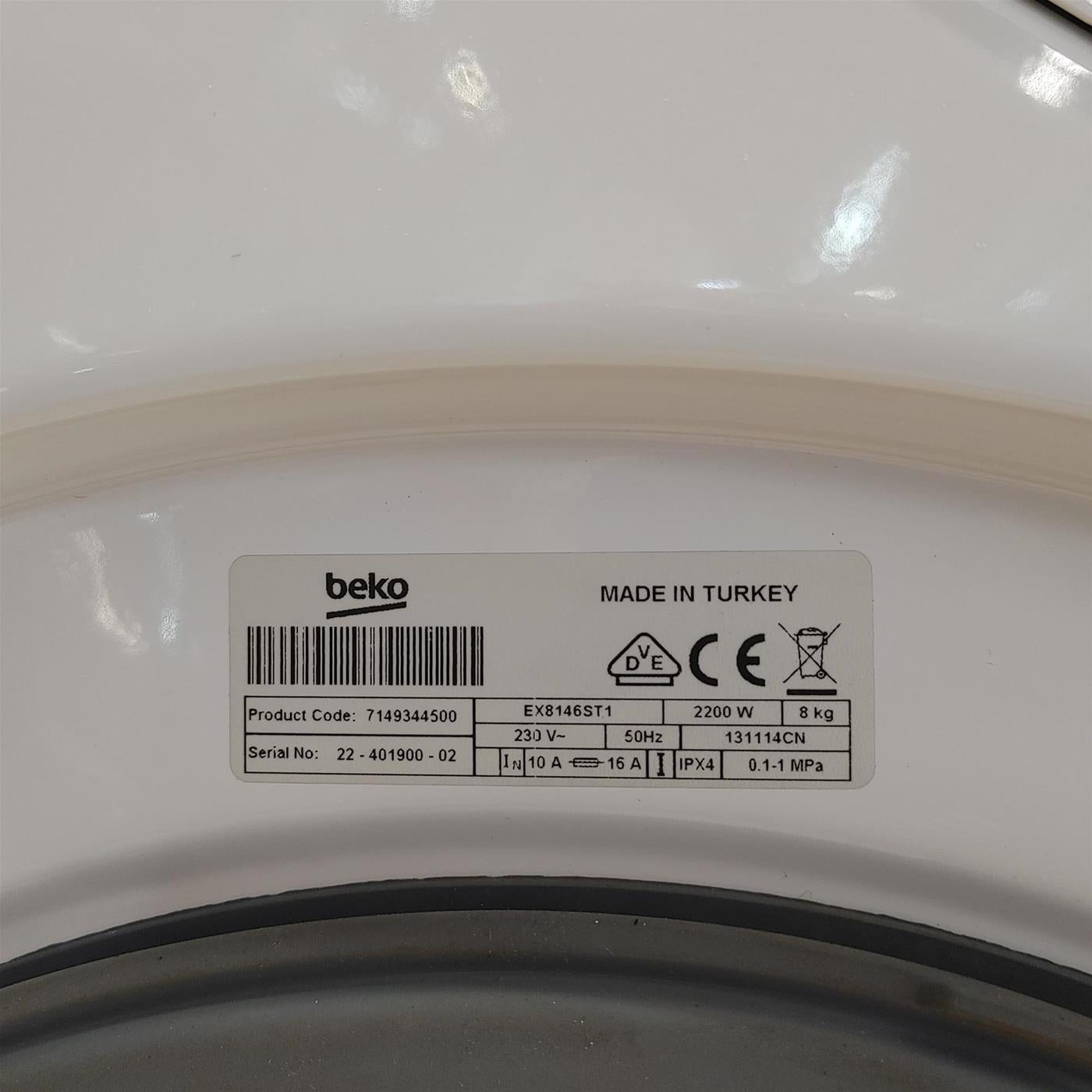 Lavatrice Beko EX8146ST1 Carica frontale 8 kg 1400 giri Bianco