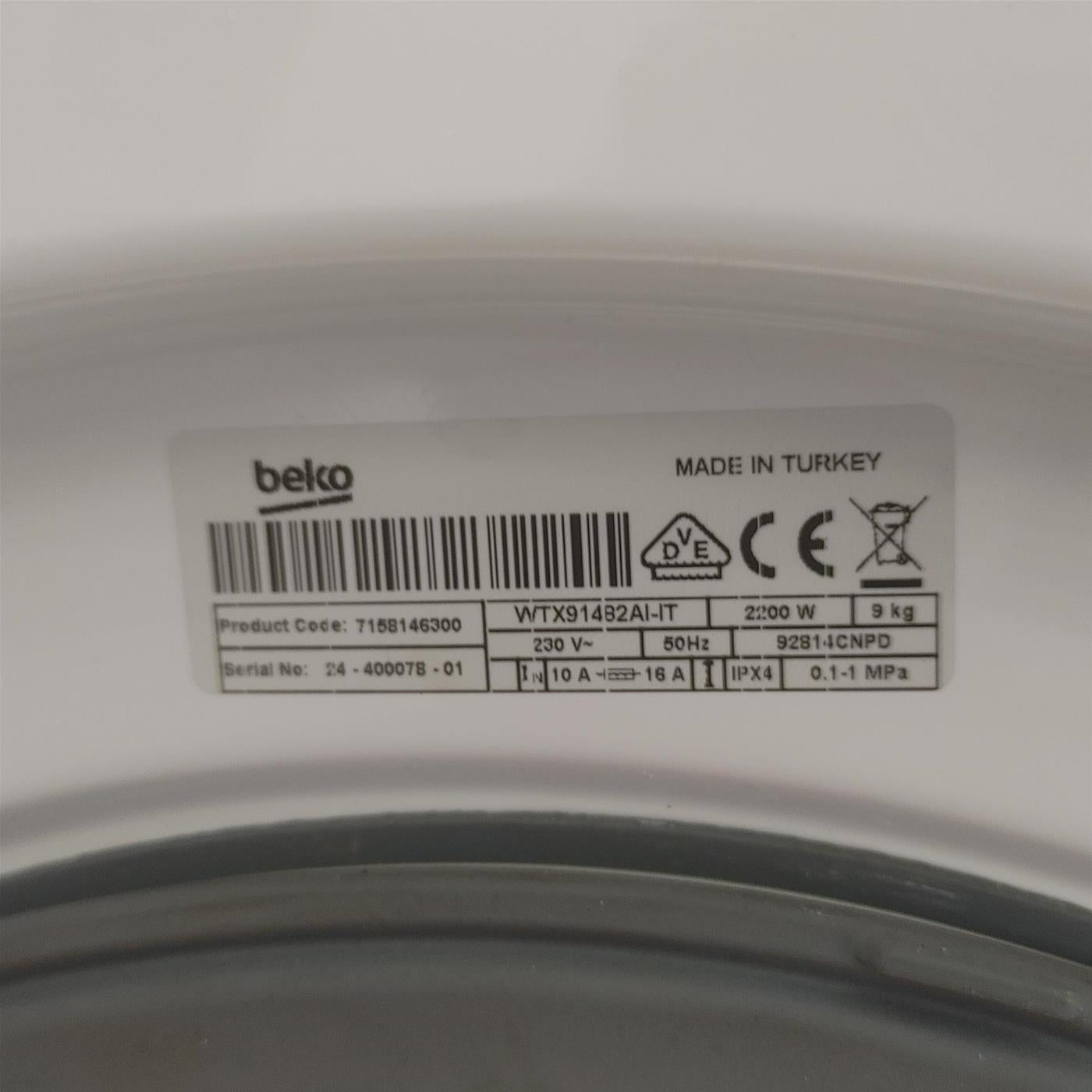 Lavatrice Beko WTX91482AI-IT Classe A 9 Kg