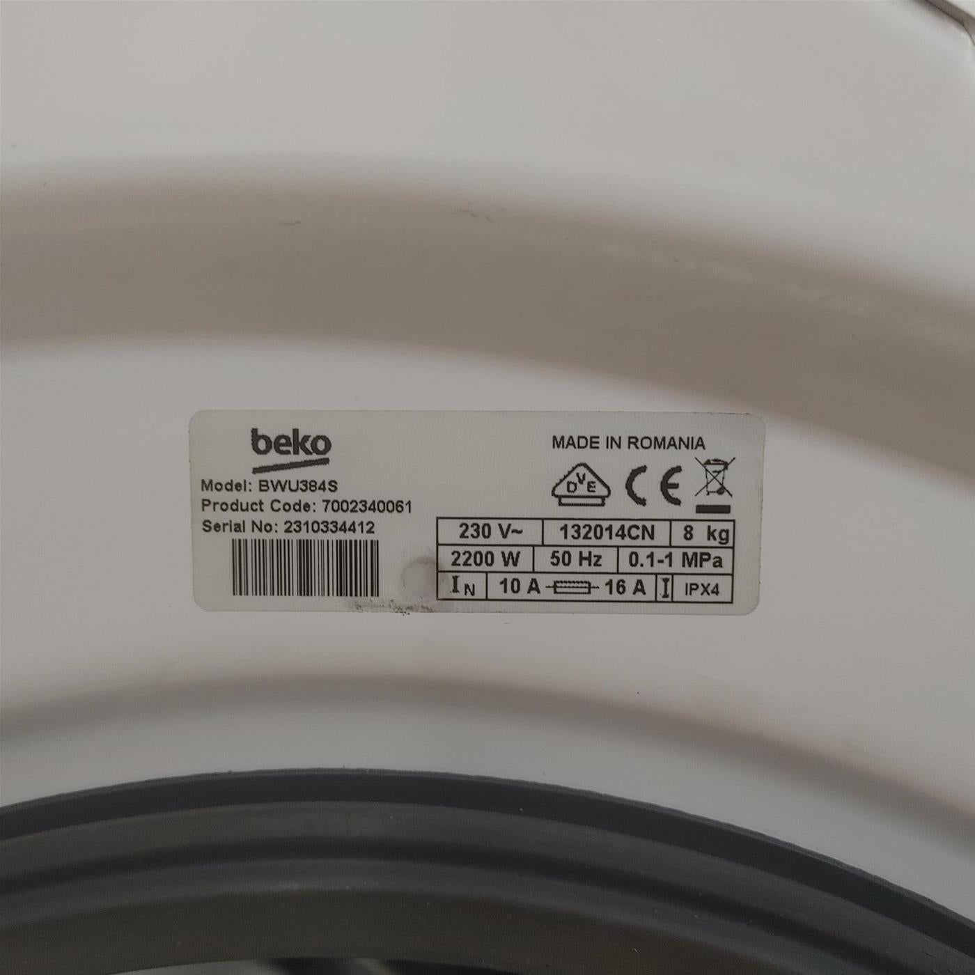 Lavatrice Beko b300 BWU384S:  Beyond Classe A SteamCure™ 8 Kg