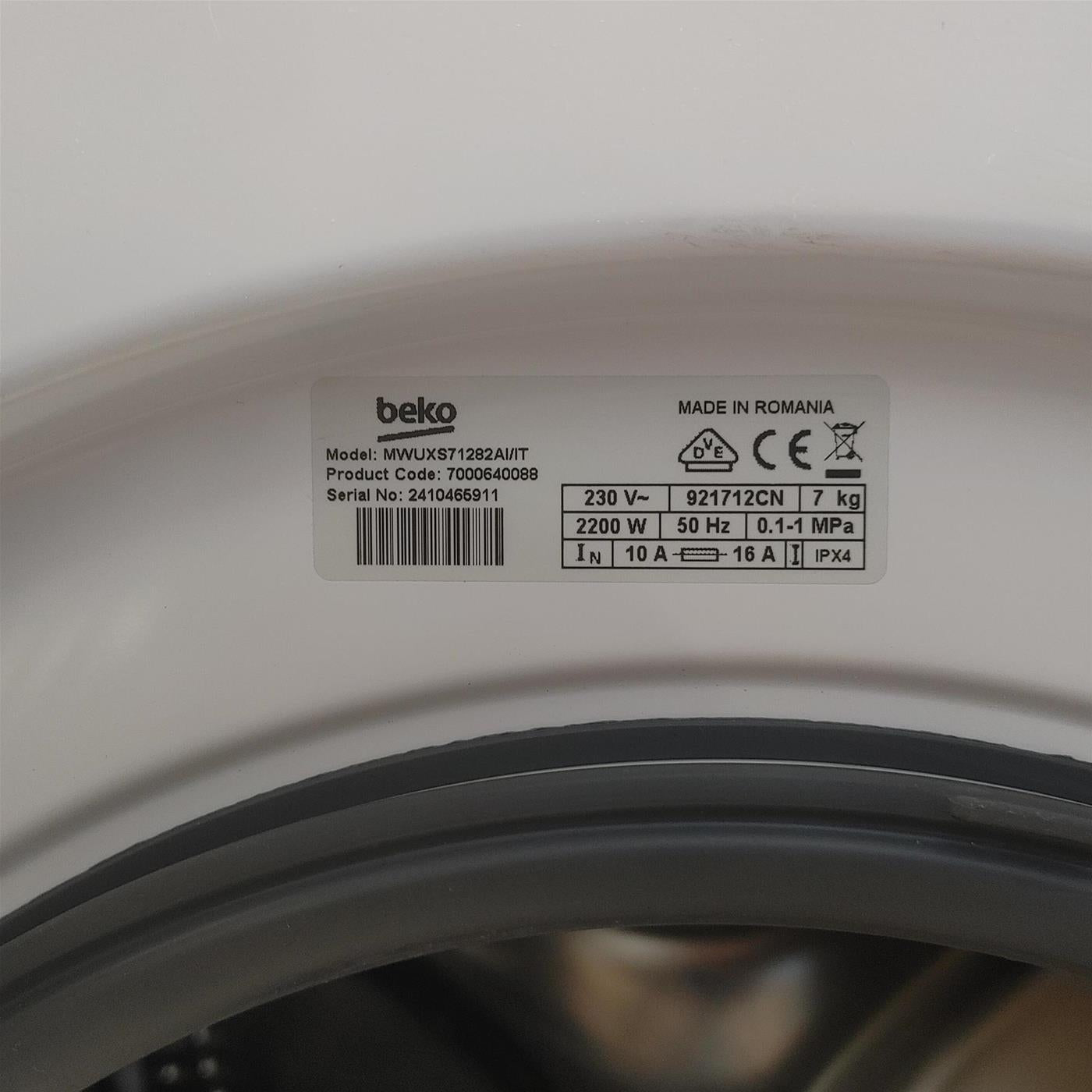 Lavatrice slim Beko b300 MWUXS71282AI/IT: Classe A 7 Kg