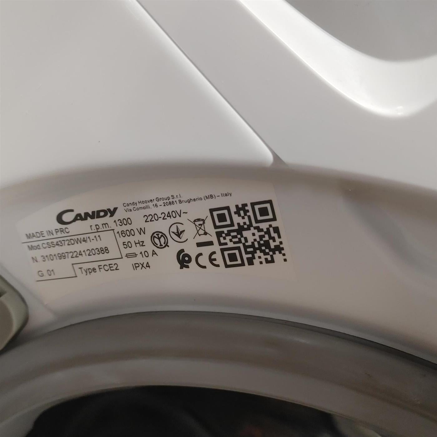 Lavatrice Candy Smart CSS4372DW4/1-11 Carica frontale 7 kg 1300 giri Bianco