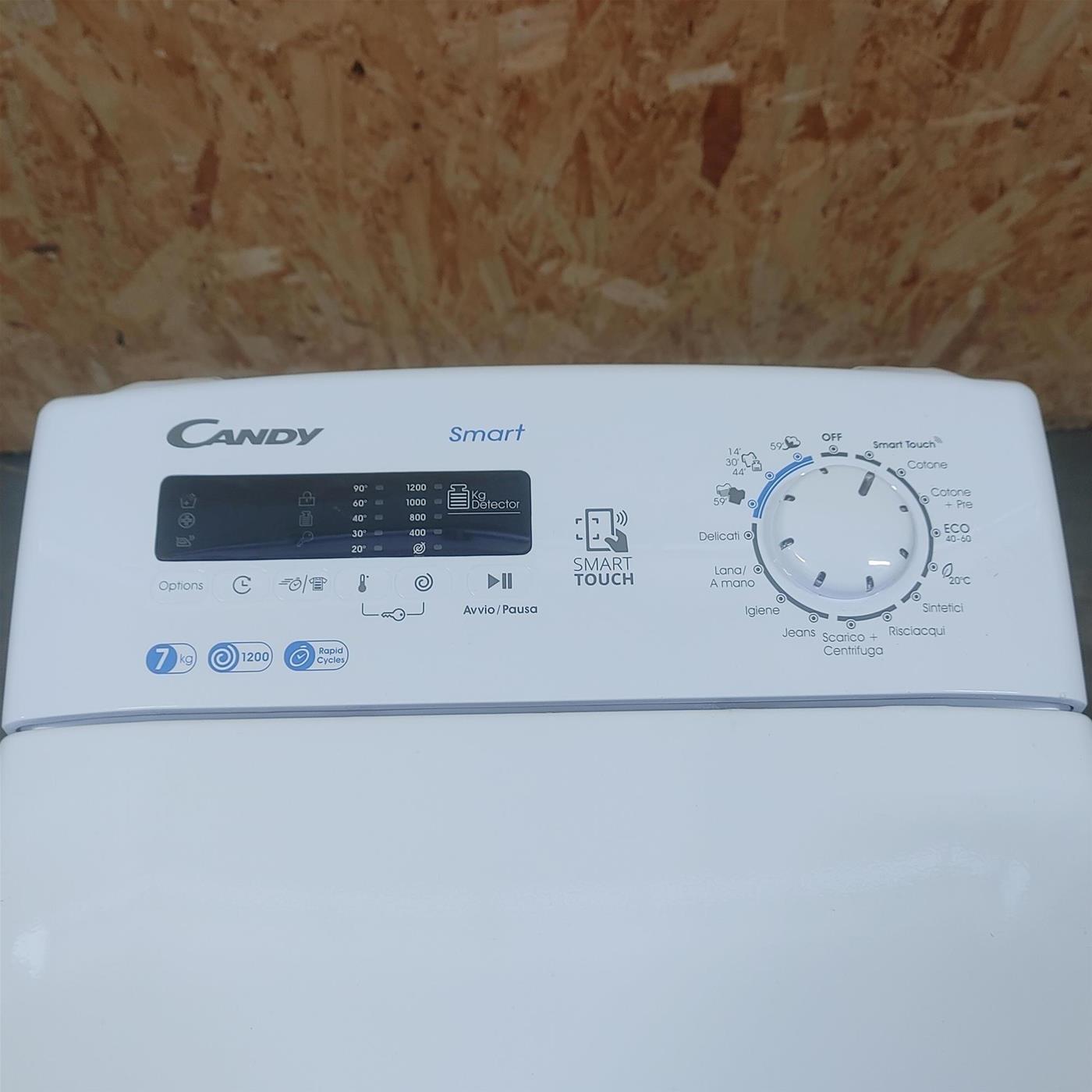 Candy Smart Inverter CSTG 27TMV5/1-11 lavatrice Caricamento dall'alto 7 kg 1200 Giri/min Bianco