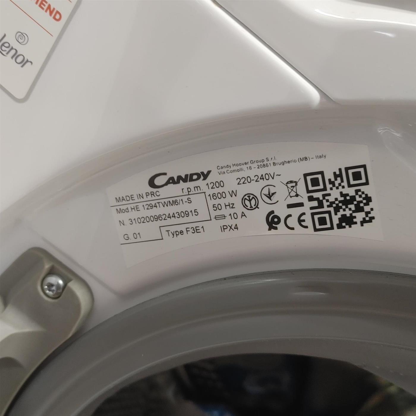 Lavatrice Candy Ultra Hygiene HE 1294TWM6/1-S Classe A 9 Kg