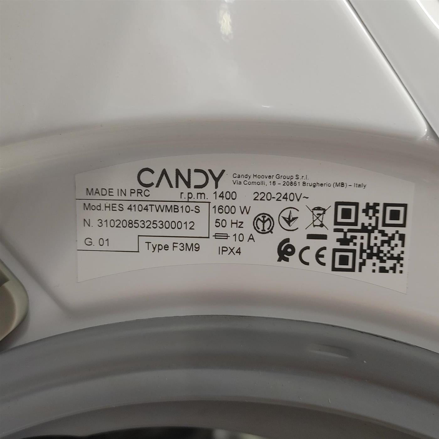 Lavatrice Candy Ultra HES 4104TWMB10-S Inverter, Wi-Fi Classe A 10 Kg