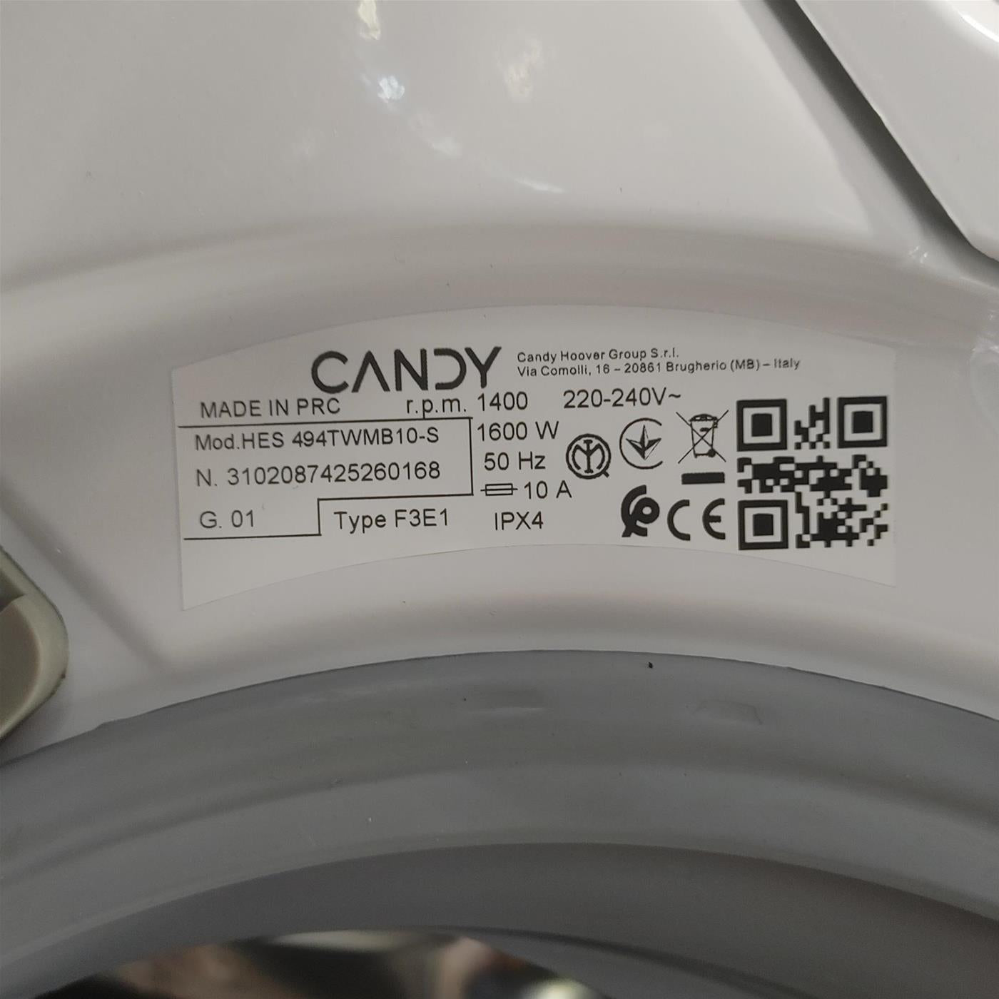 Lavatrice Candy Ultra HES 494TWMB10-S Inverter Wi-Fi Classe A 9 Kg