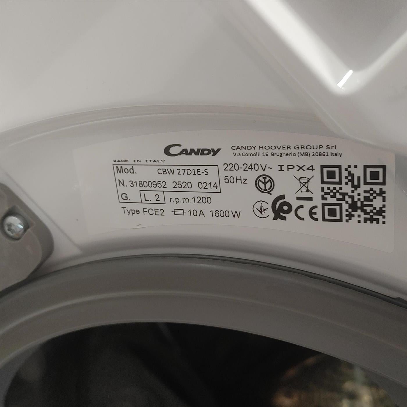 Lavatrice Candy Smart CBW 27D1E-S da incasso 7 Kg