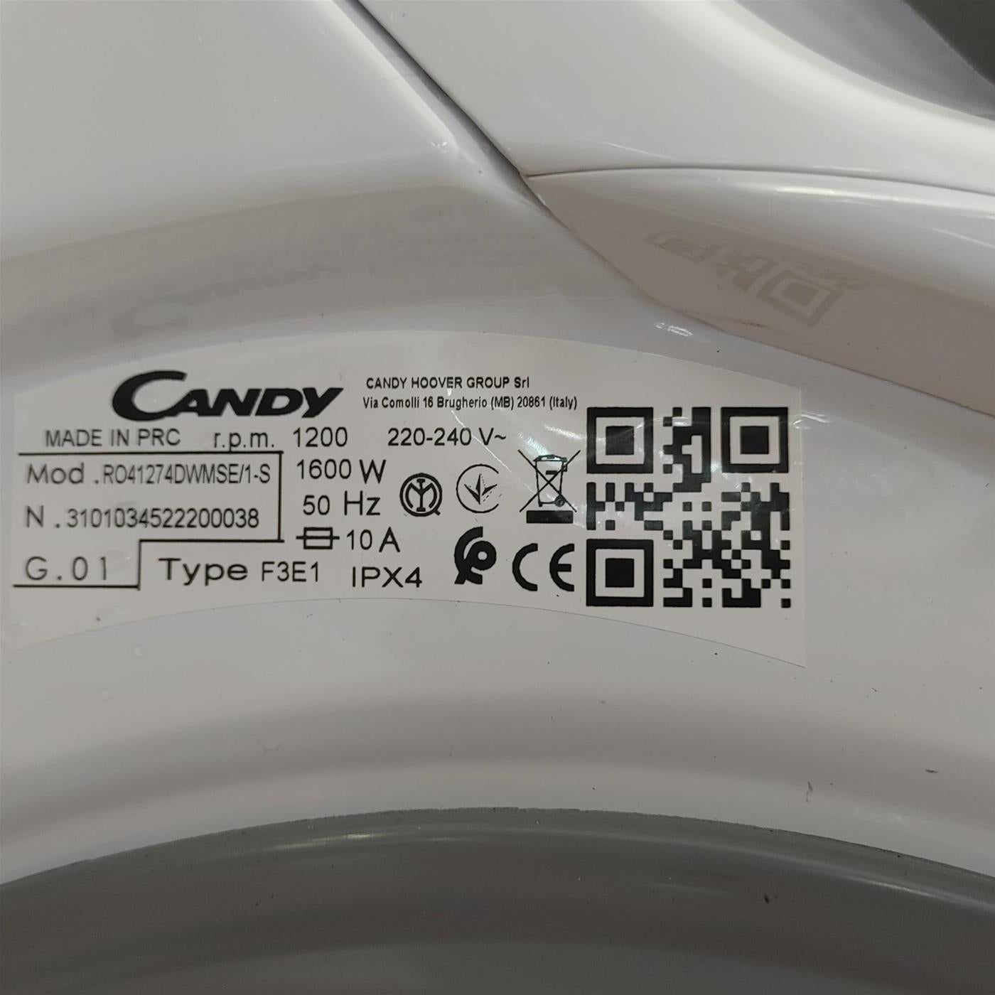 Candy RapidÓ RAPIDO' lavatrice Libera installazione Caricamento frontale 7 kg 1200 Giri/min A Bianco