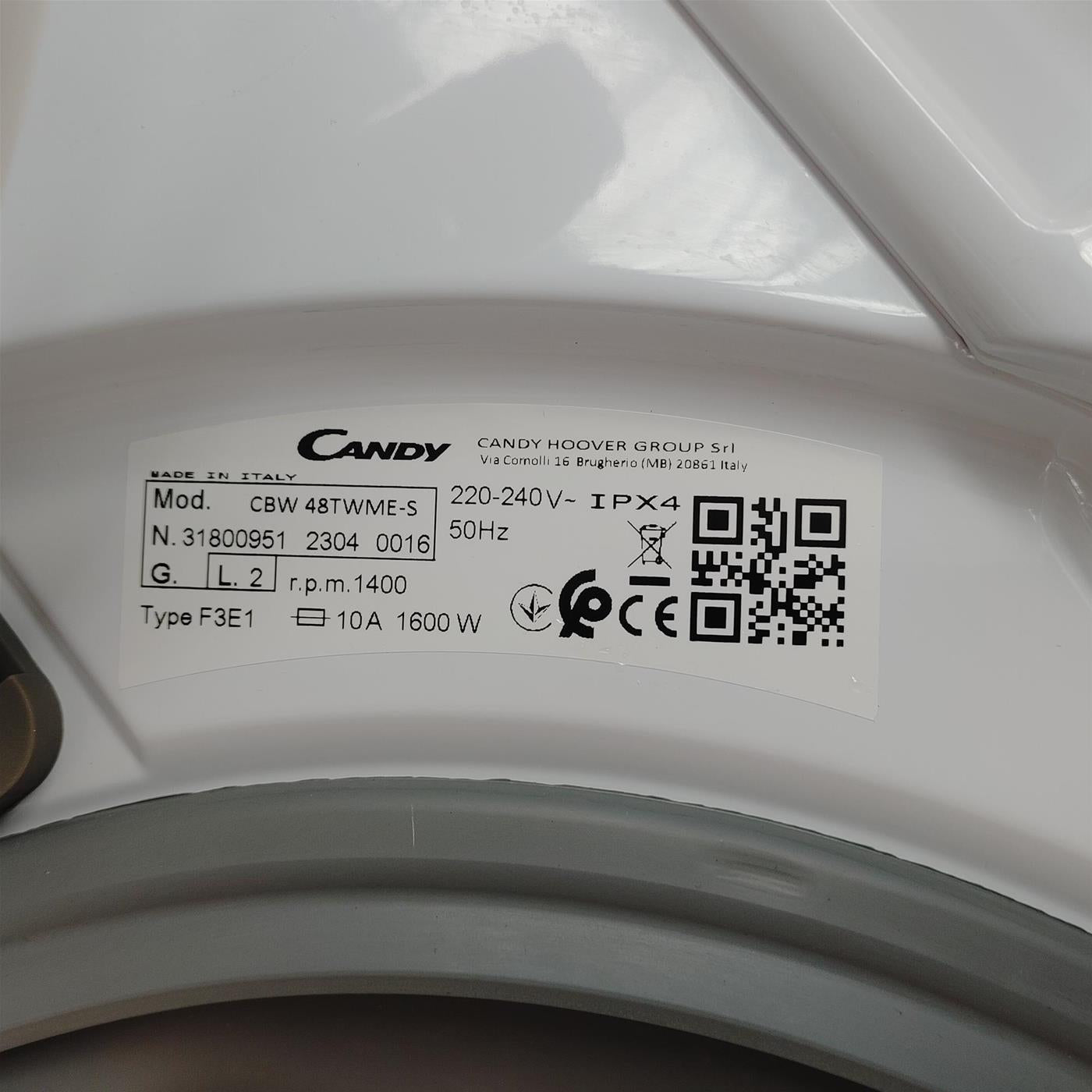 Candy Smart Inverter CBW 48TWME/1-S lavatrice Caricamento frontale 8 kg 1400 Giri/min A Bianco