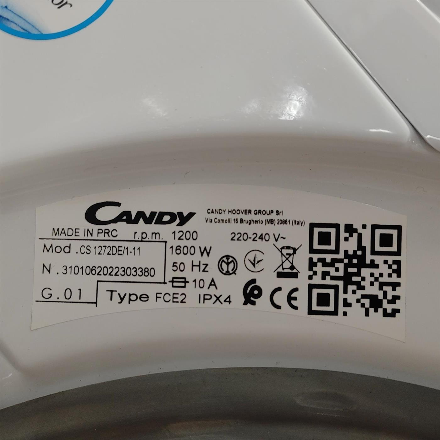 Lavatrice Candy Smart CS 1272D3/1-01 Caricamento frontale 7 kg 1200 Giri/min Bianco