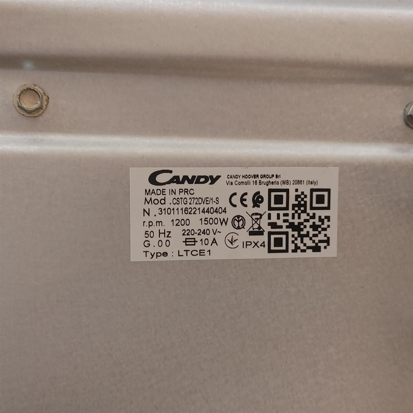 Candy Smart CSTG 272DVE/1-S Lavatrice Caricamento dall'alto 7 kg 1200 Giri/min Bianco