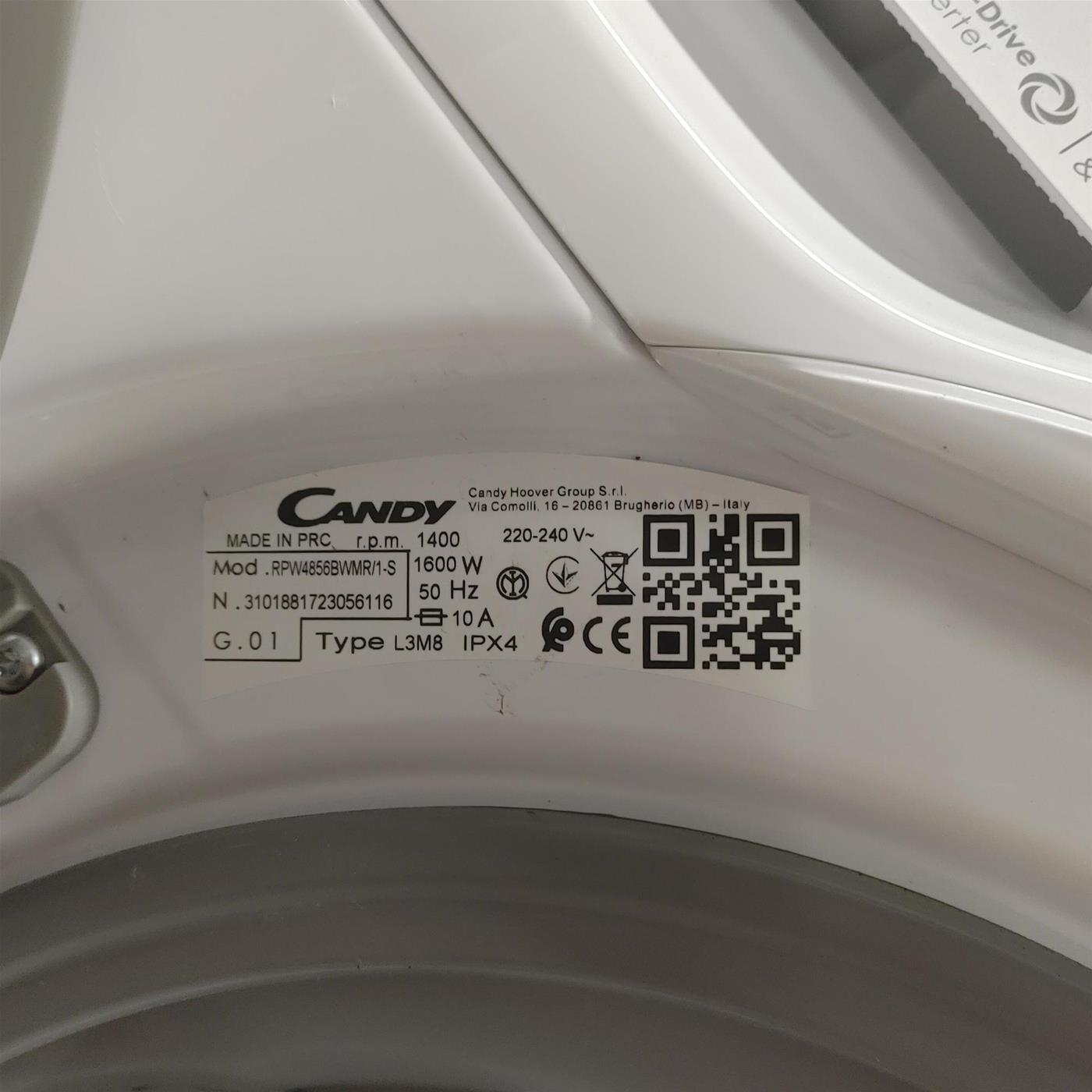 Lavasciuga Candy RapidÓ PRO RPW4856BWMR/1-S Libera Installazione Caricamento Frontale Bianco