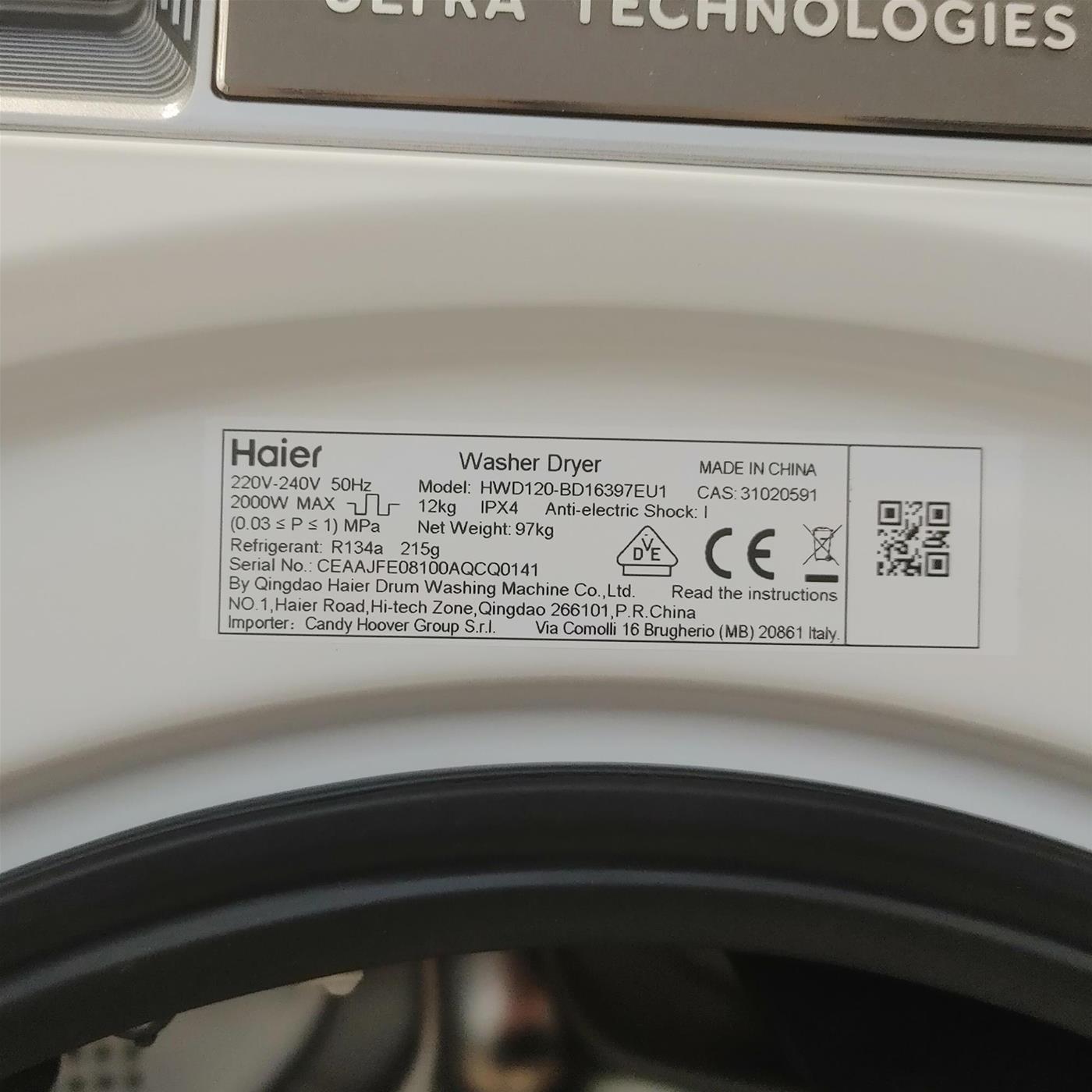 Lavasciuga Haier Ultra X11 HWD120BD16397 EUS Direct Motion Wi-Fi Smart AI 12/7 Kg