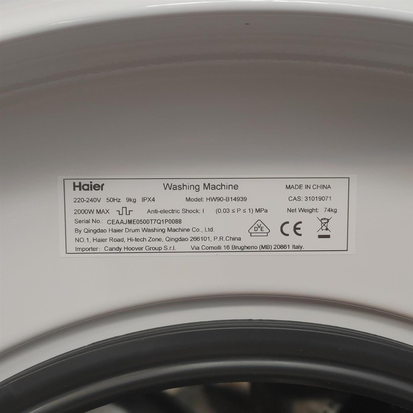 Lavatrice Haier I-Pro Series 3 HW90-B14939-IT Carica frontale 9 kg 1400 giri/min Bianco