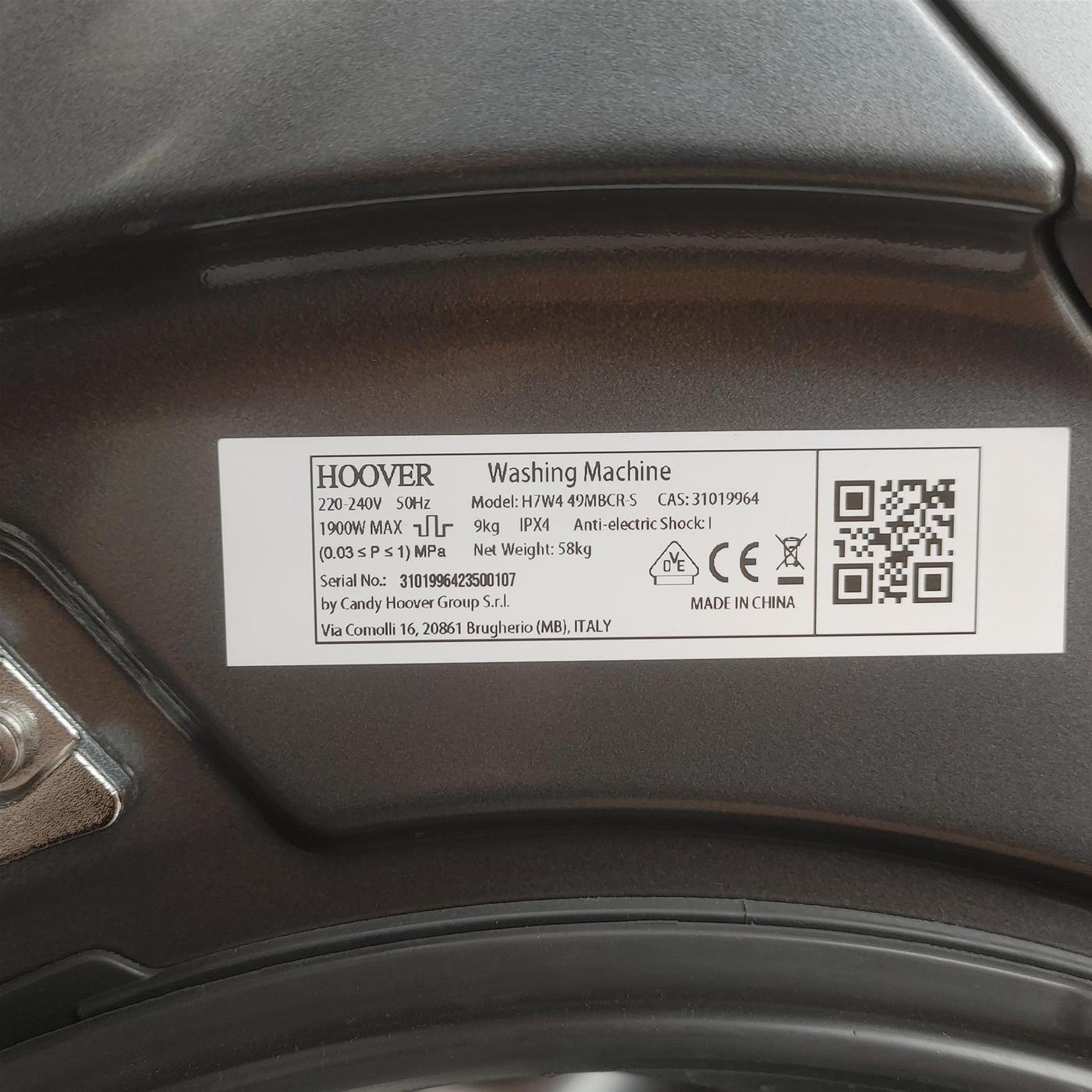 Lavatrice Hoover H-WASH 700 H7W4 49MBCR-S Carica frontale 9 kg 1400 giri Antracite