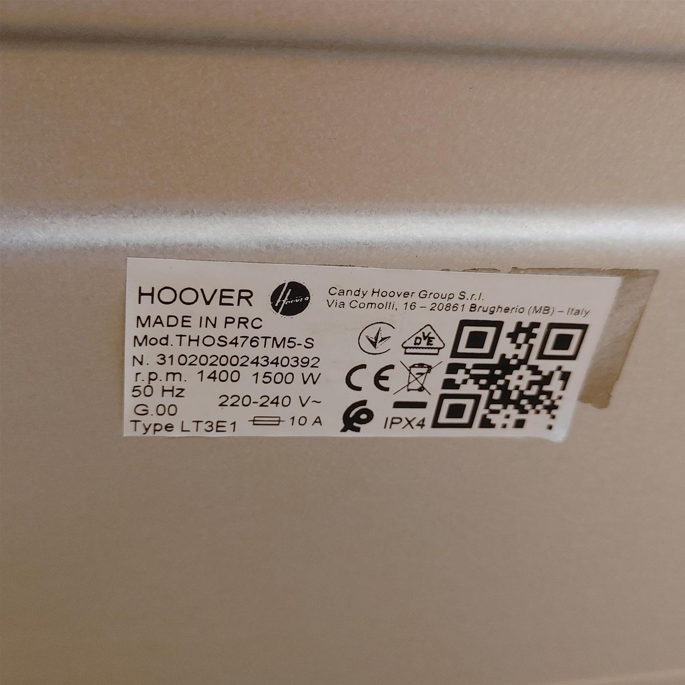Lavatrice Hoover THOS476TM5-S Classe A Inverter, Vapore, Wi-Fi 7 Kg