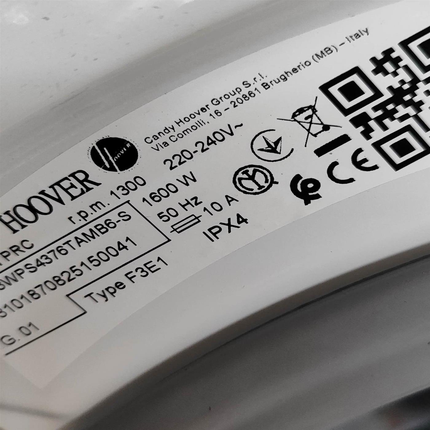 Lavatrice Slim Hoover H-WASH 350 H3WPS-4376TAMB6-S Classe A 7 Kg